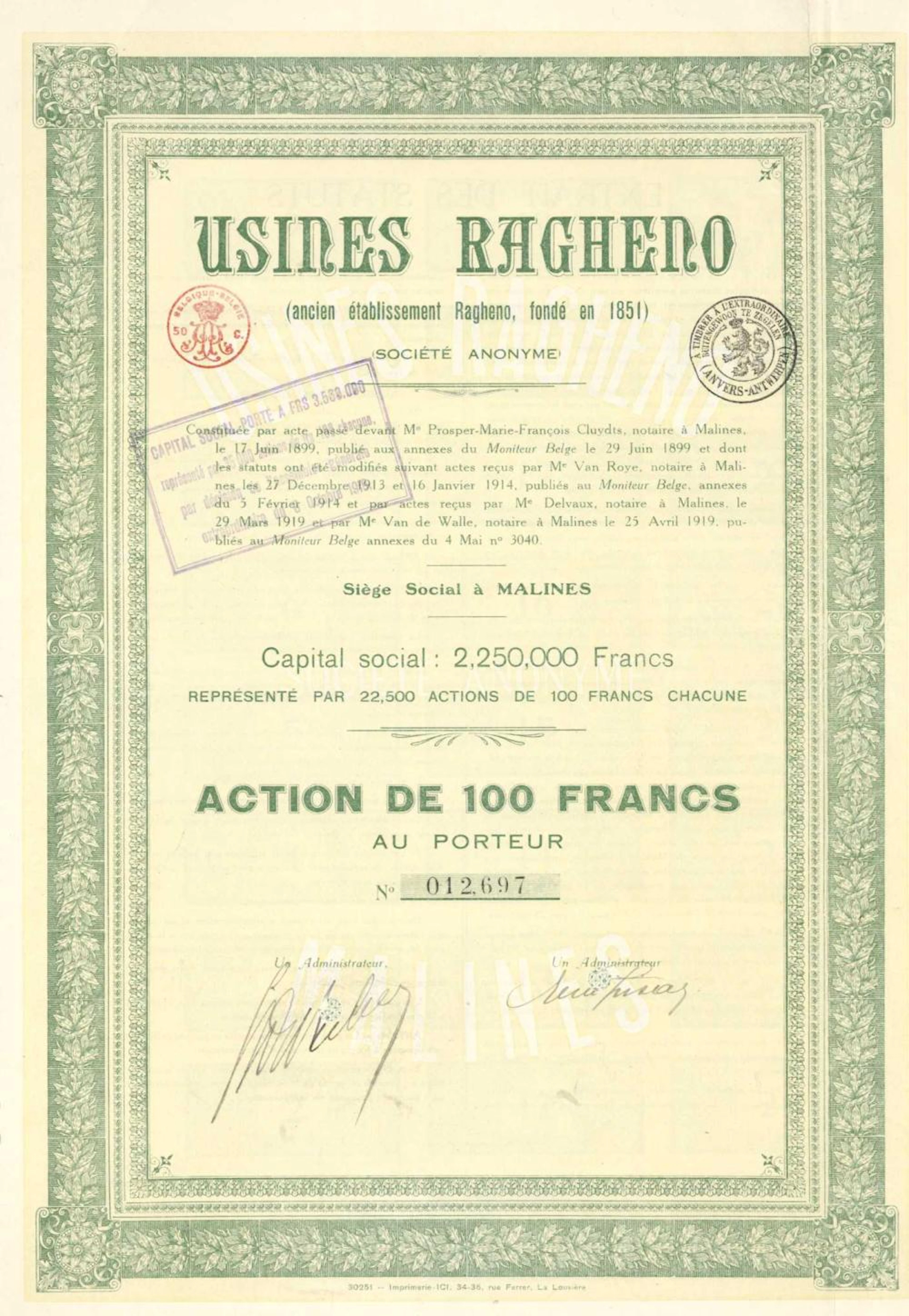 USINES RAGHENO S.A. (2 types)