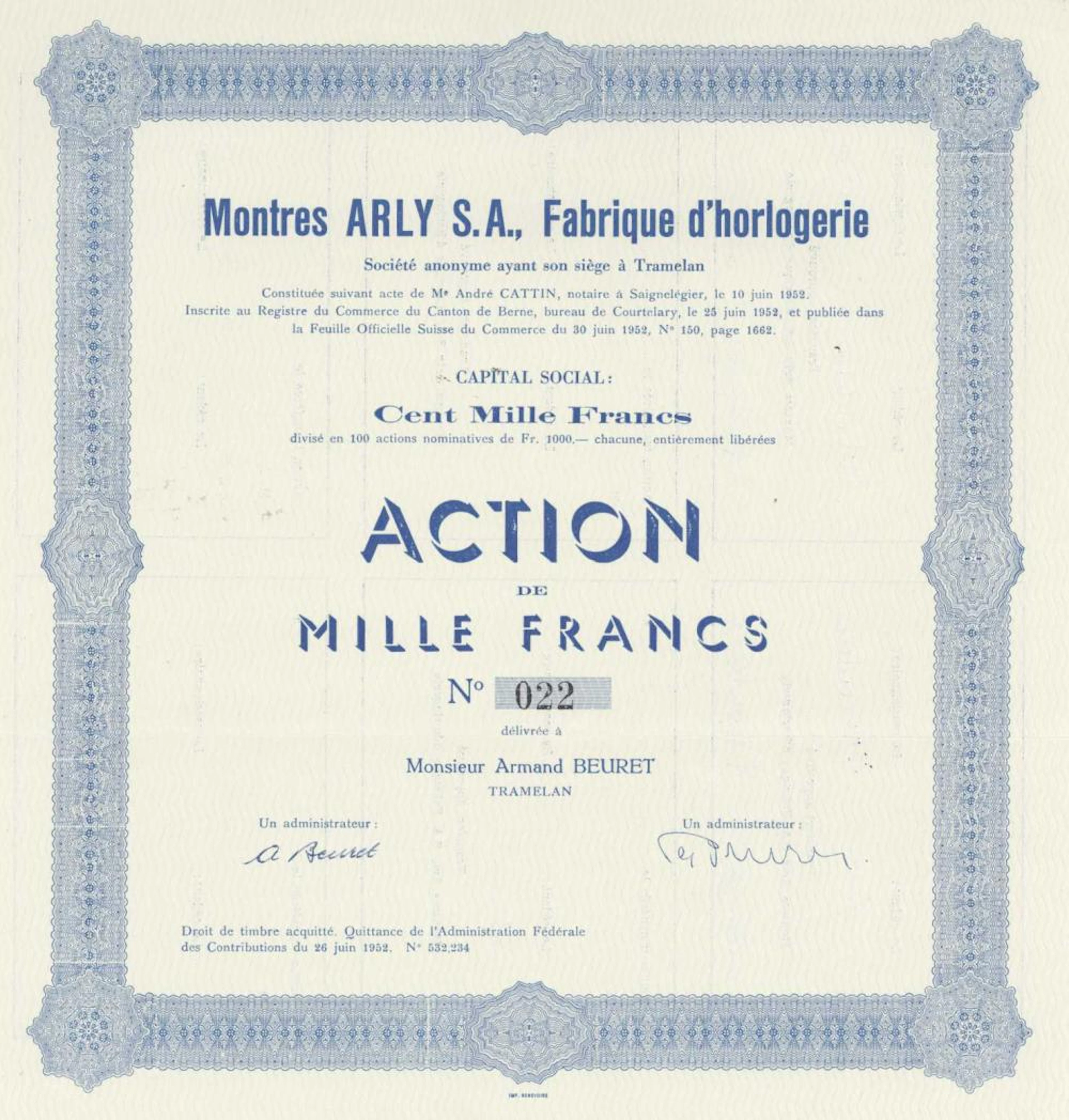 MONTRES ARLY S.A., FABRIQUE D'HORLOGERIE S.A.