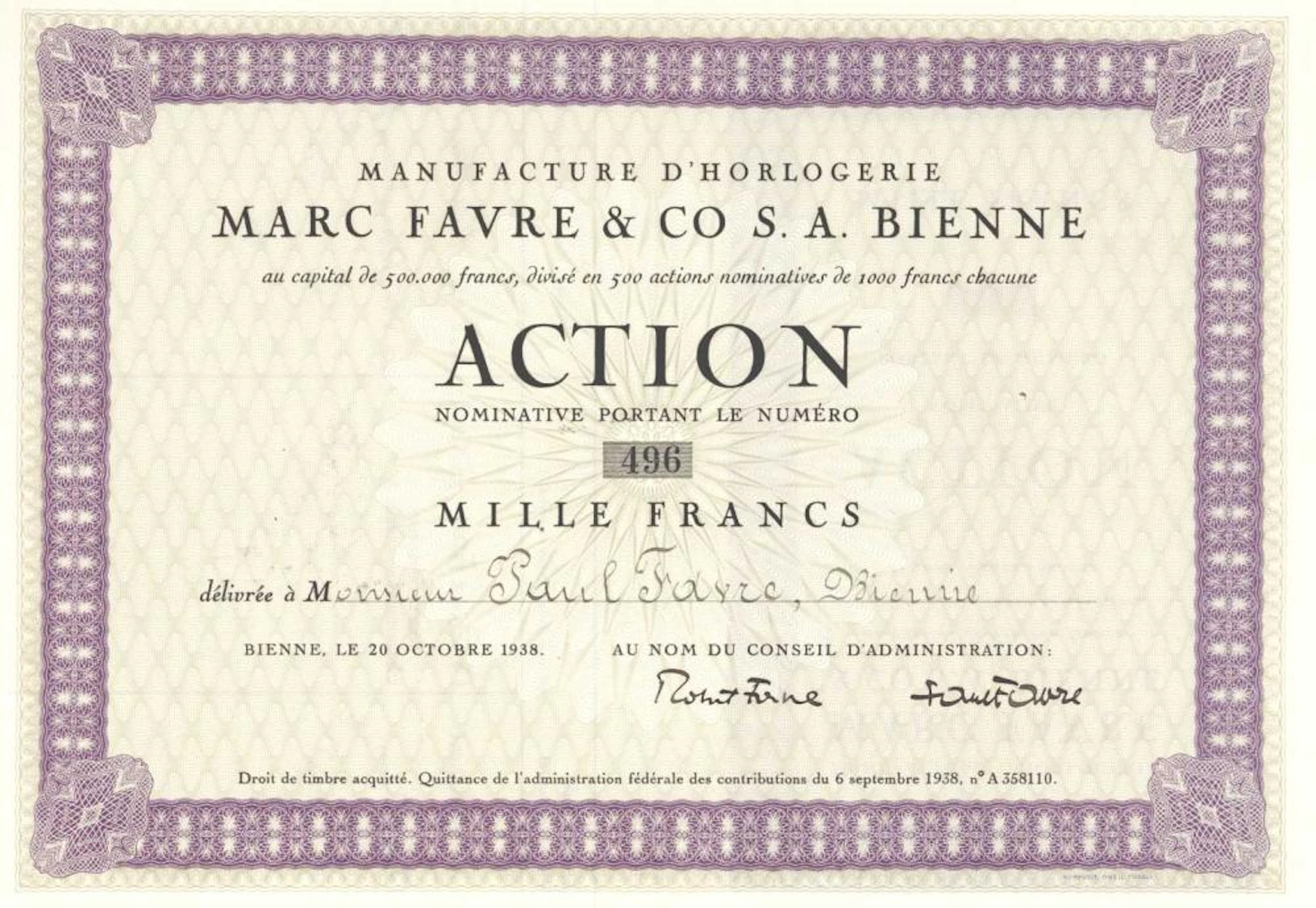 MANUFACTURE D'HORLOGERIE MARC FAVRE & CO. S.A.