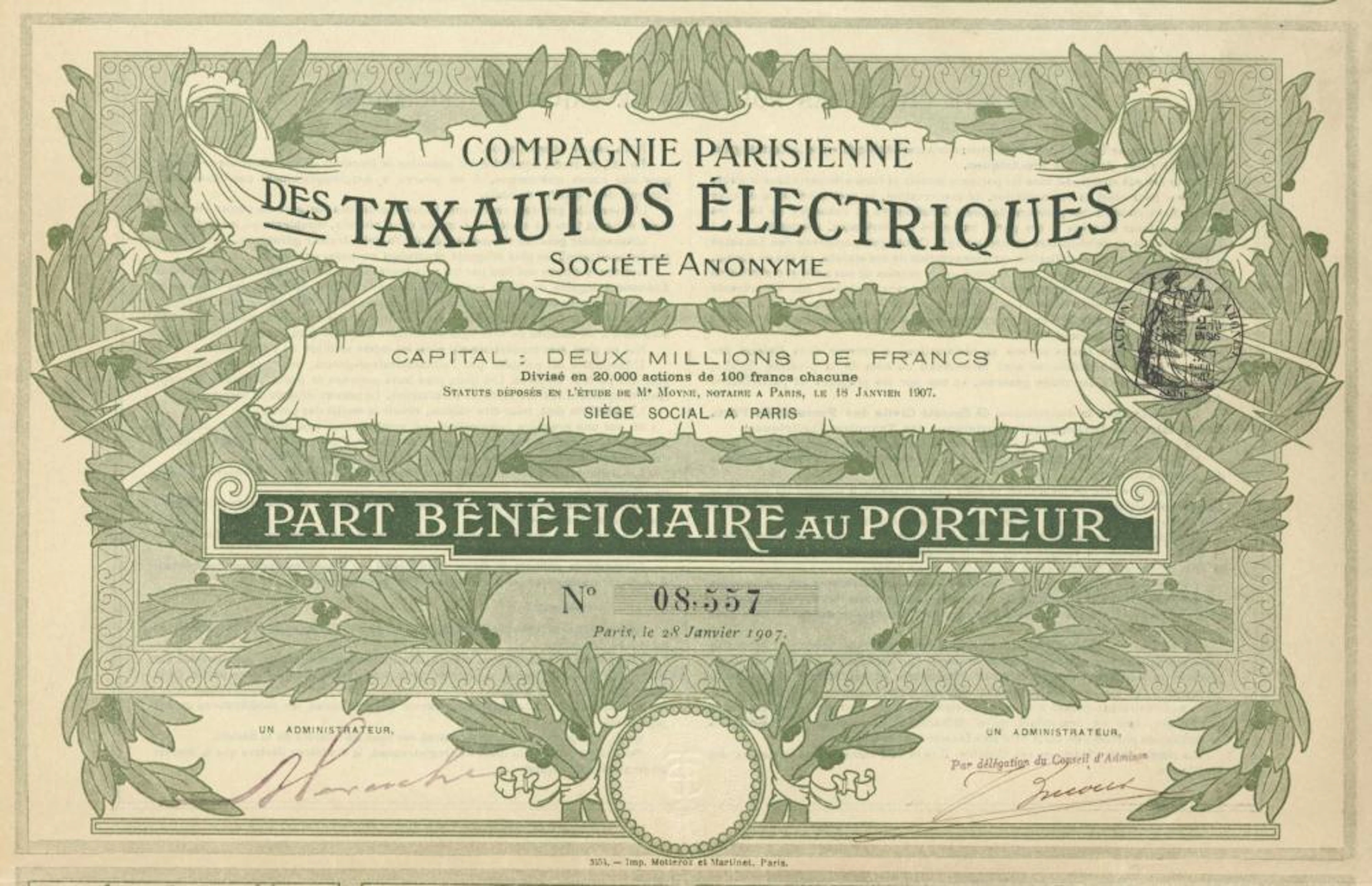 TAXAUTOS ELECTRIQUES S.A., CIE. PARISIENNE DES
