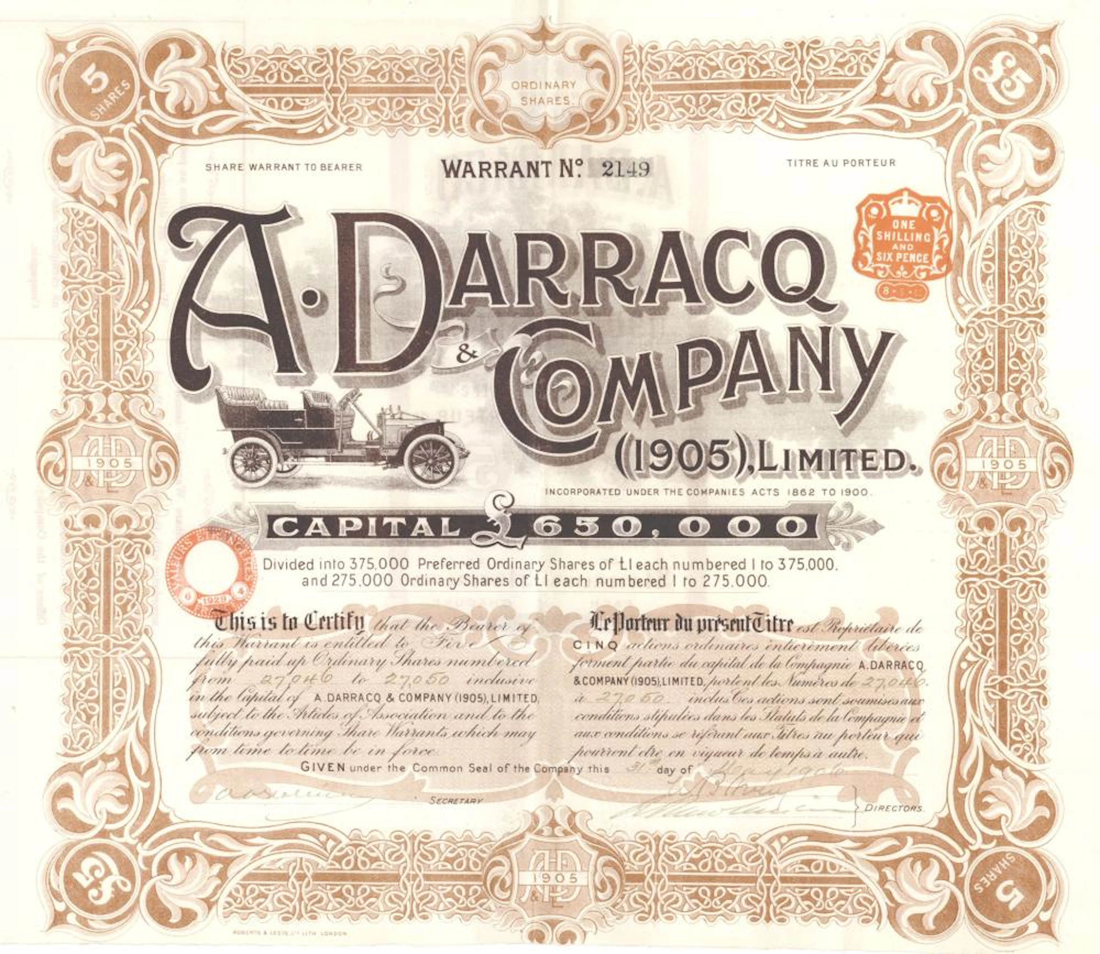 A. DARRACQ & CO. (1905), LTD