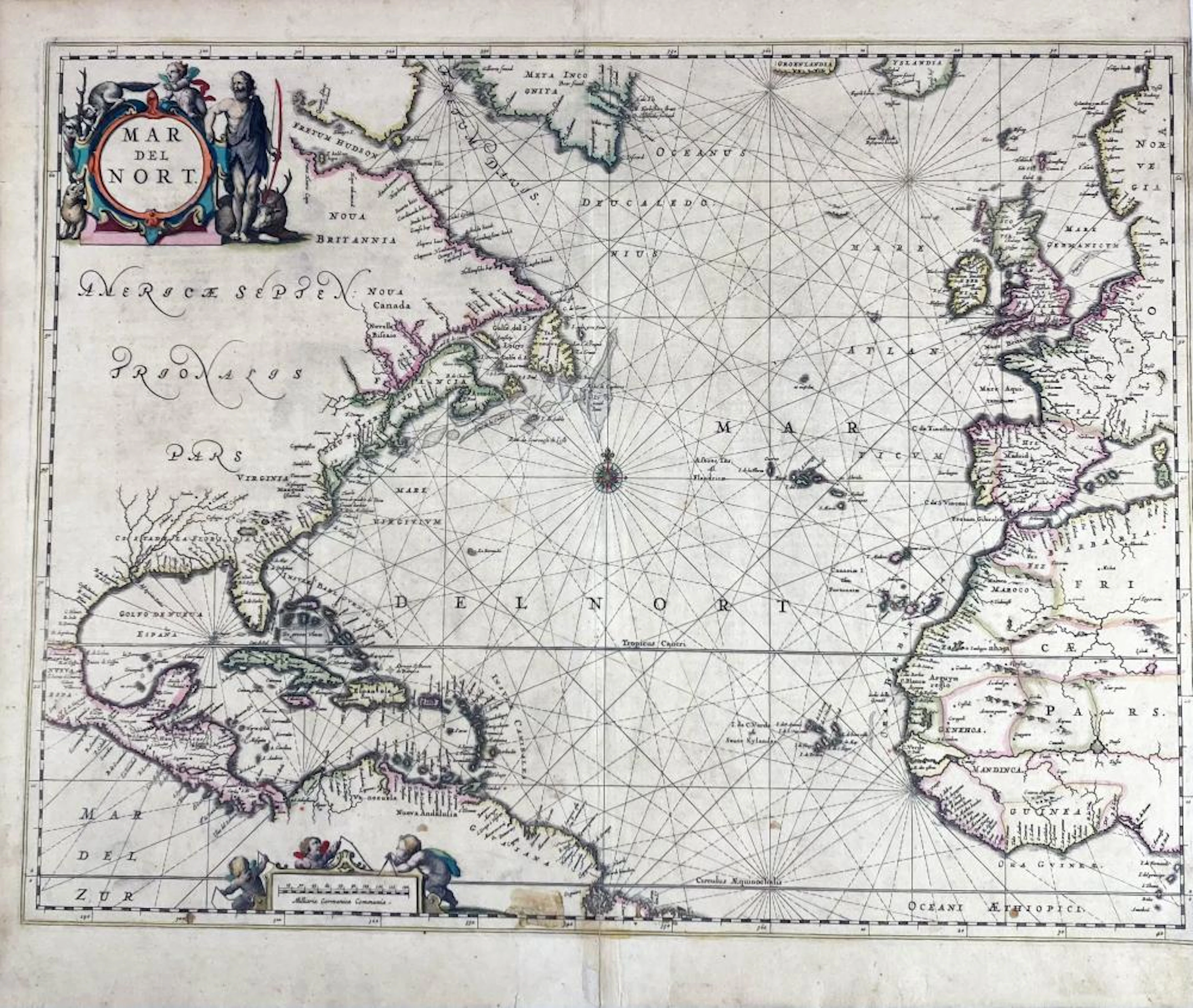 ATLANTIC -- "MAR DEL NORT." Amst., J. Janssonius, (c. 1650-59). Engr. chart i