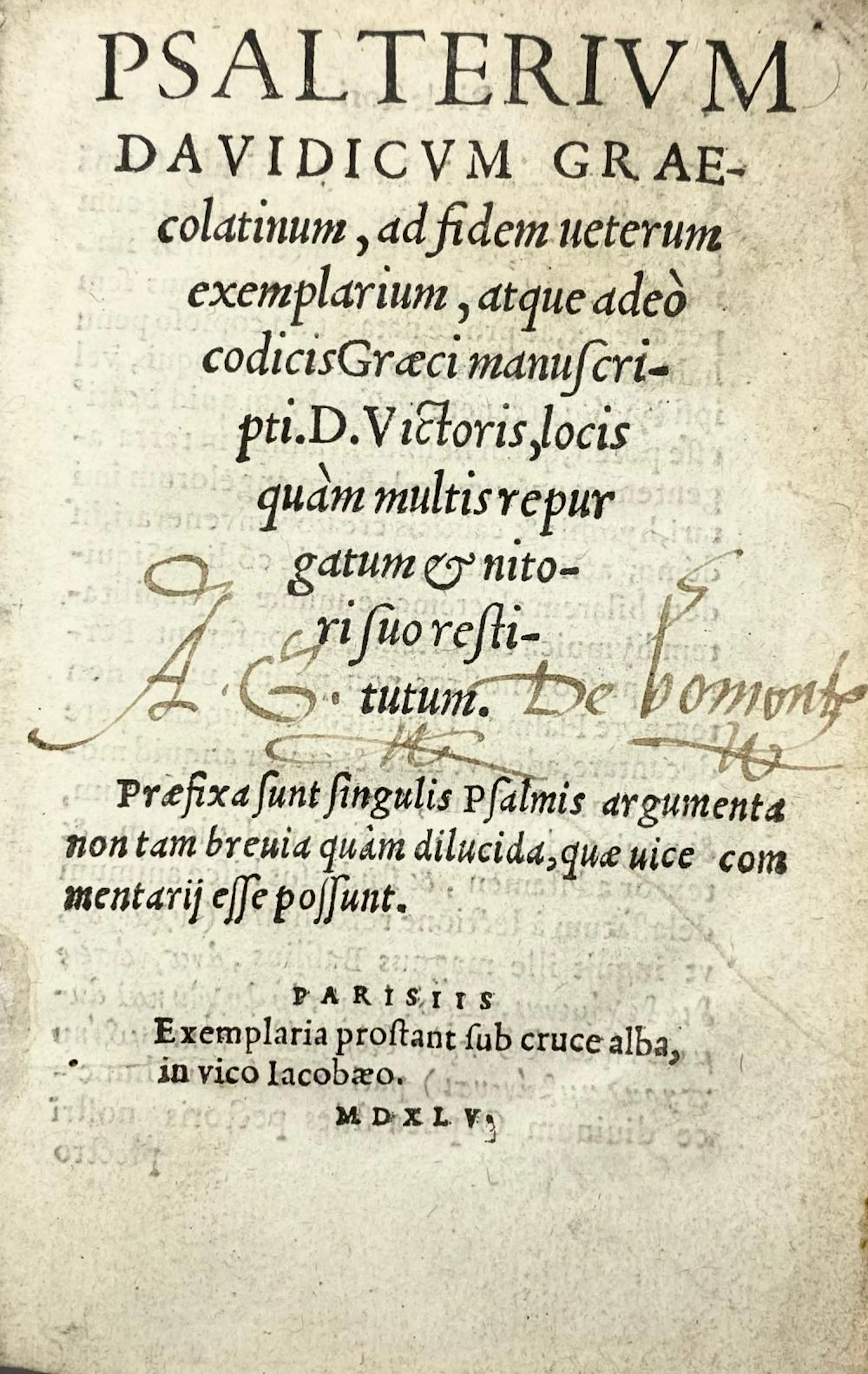 BIBLES -- PSALTERIUM Davidicum Graecolatinum