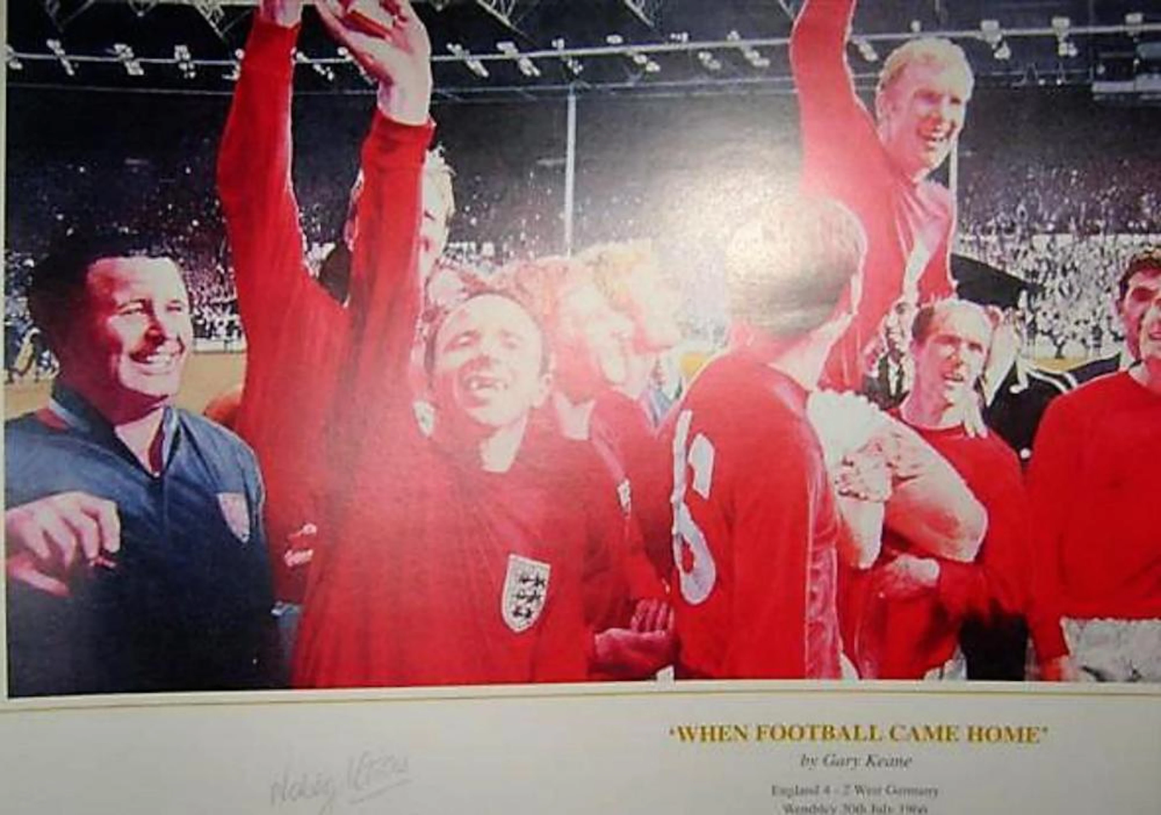 Lot 473 Nobby Stiles Limited Edition Signed Print showing the...