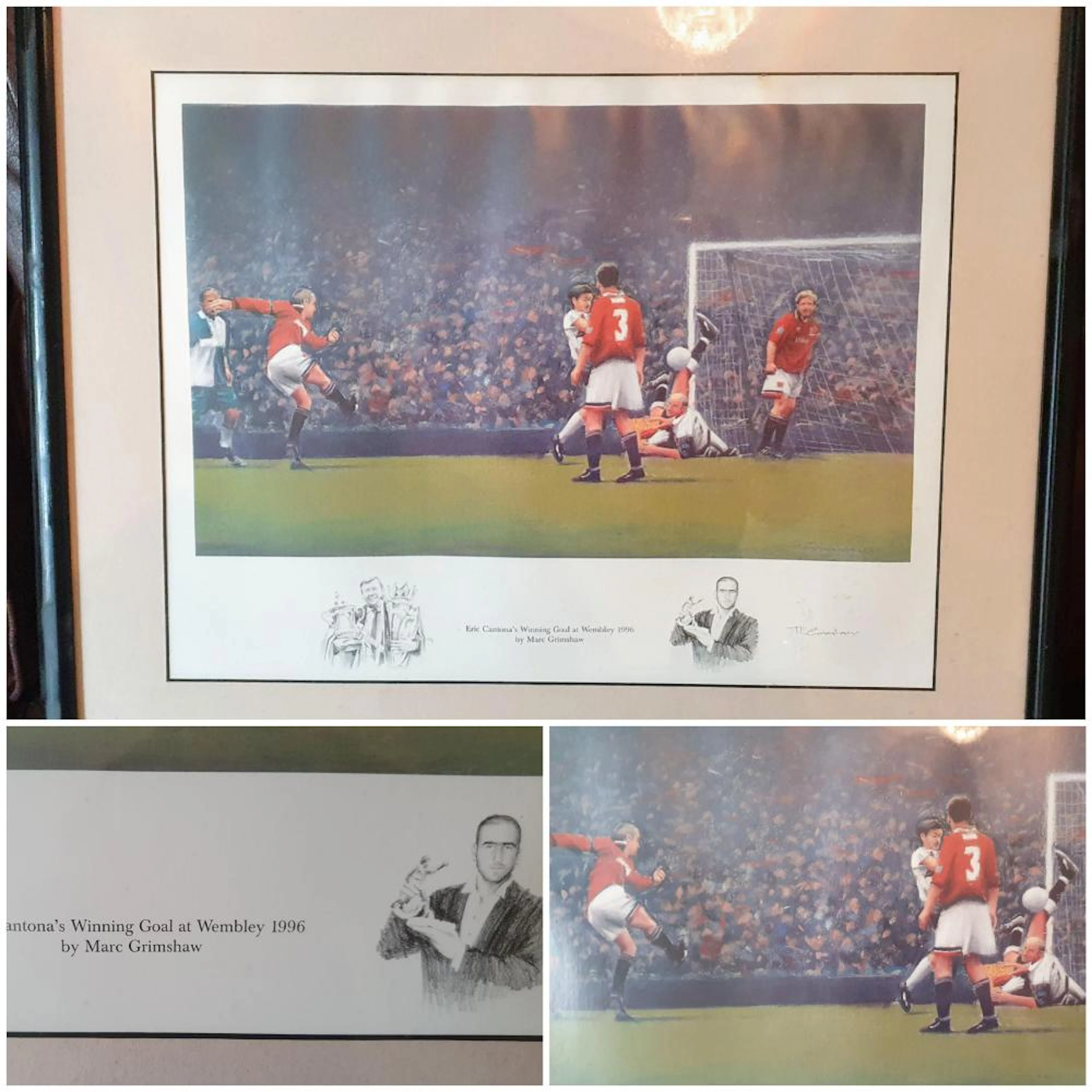 Lot 41: Framed Print showing Eric Cantona's scoring the...
