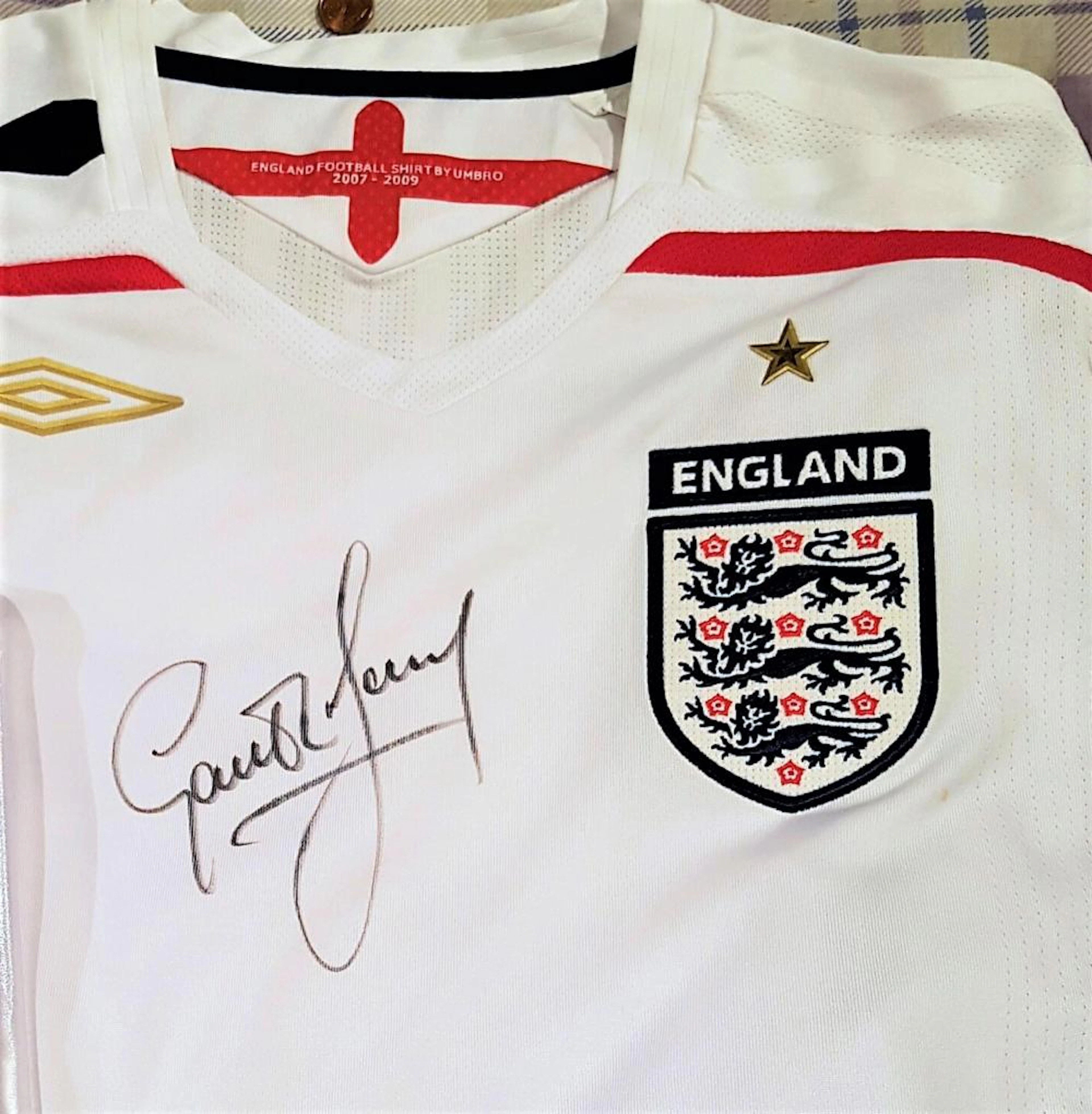 Lot 165: Signed England Football Shirt by Gareth Barry
