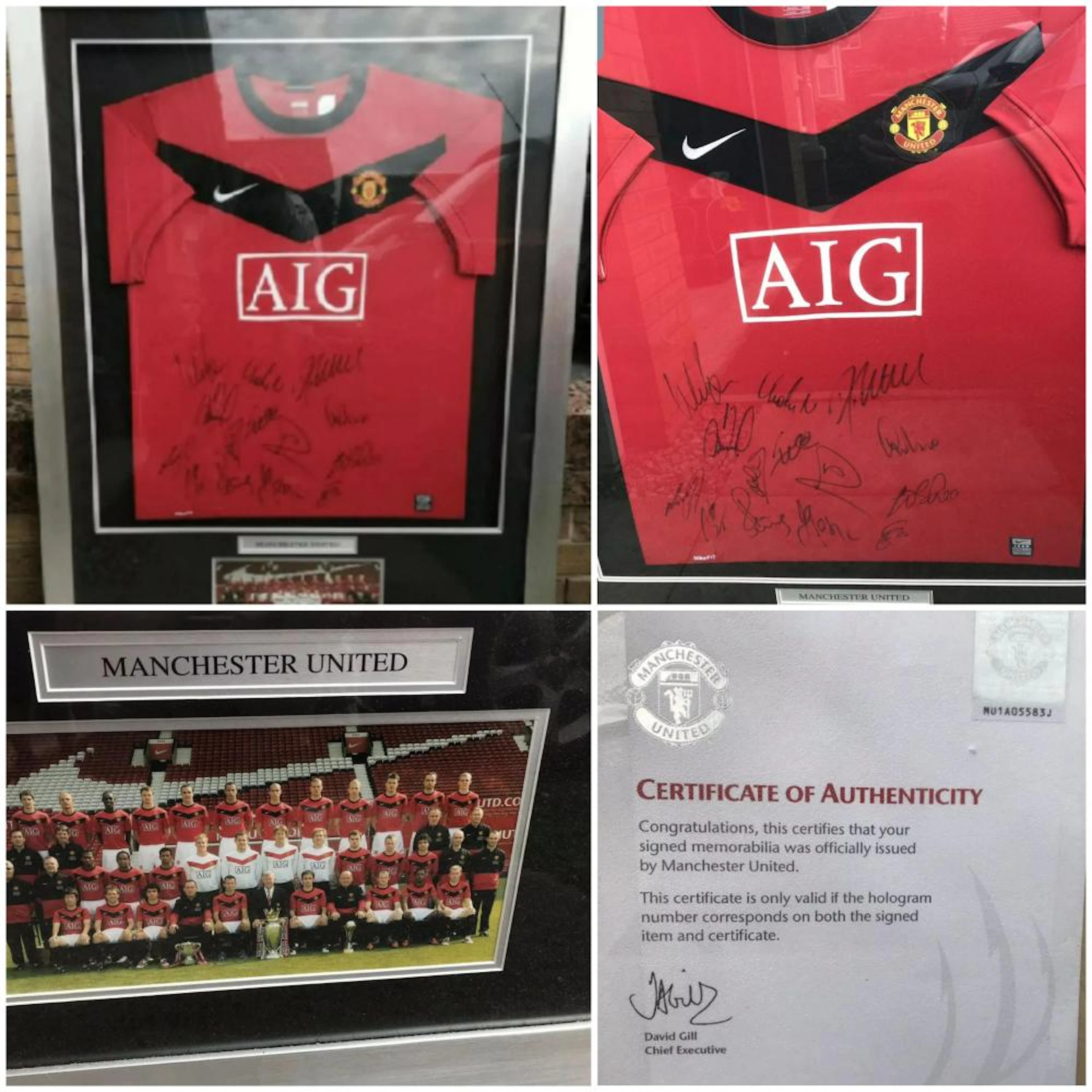 Lot 19 - Signed and Framed Manchester United Football Shirt Season 2009-10 team.
