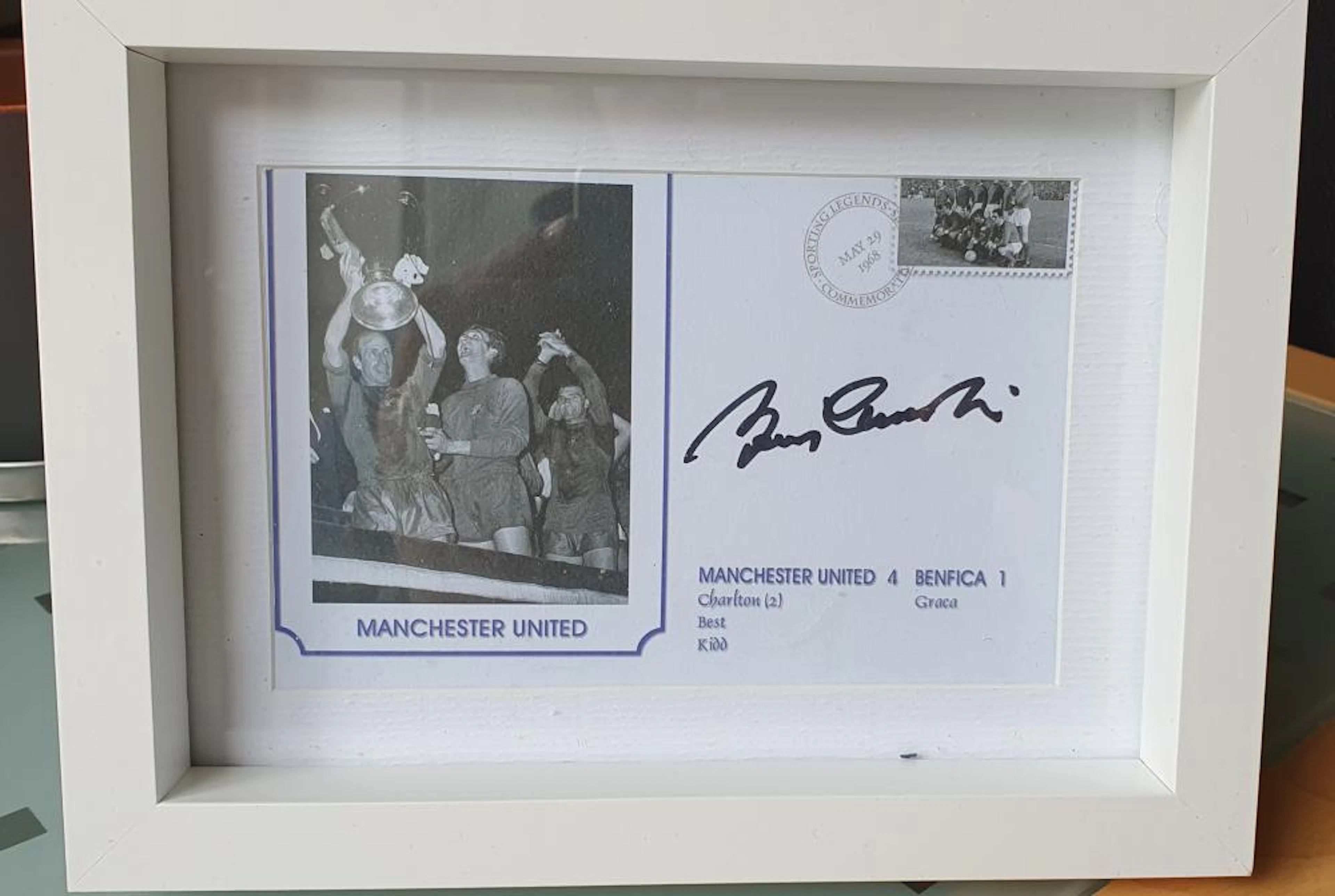 Lot 137 - Signed and framed FDC signed by Sir Bobby Charlto