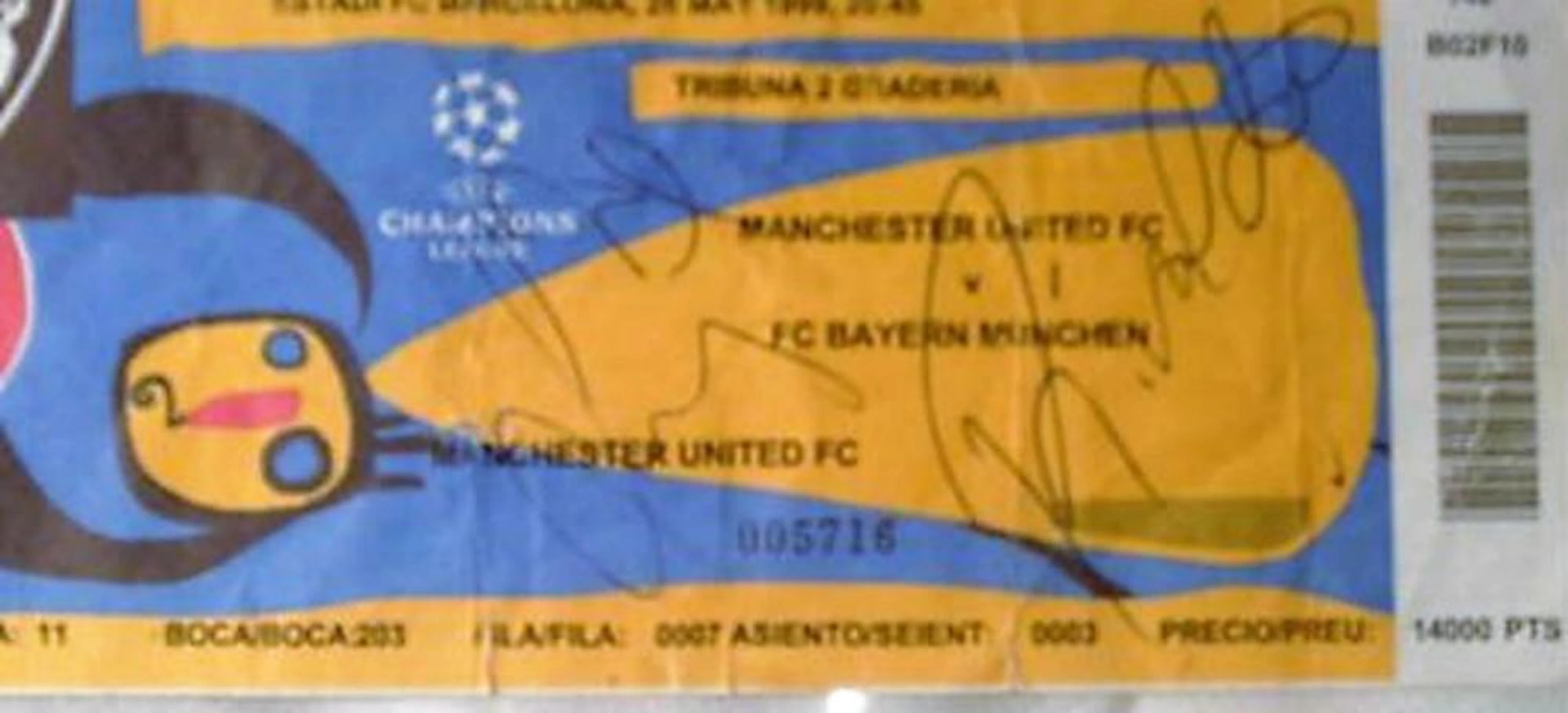 Lot 53 - European Cup final ticket from the 1999 Final...