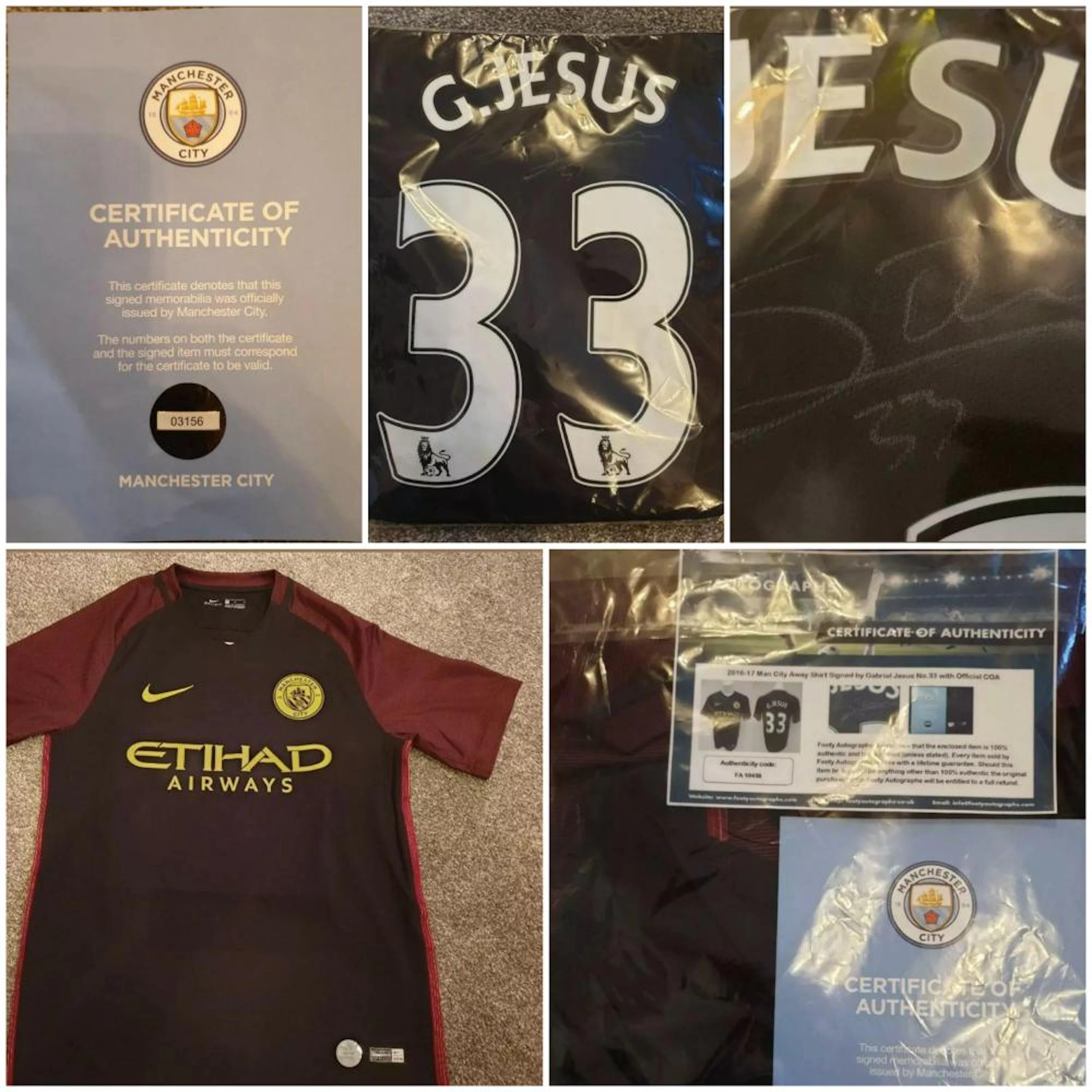 Lot 49 - Gabriel Jesus Signed Manchester City Away Shirt from the Club
