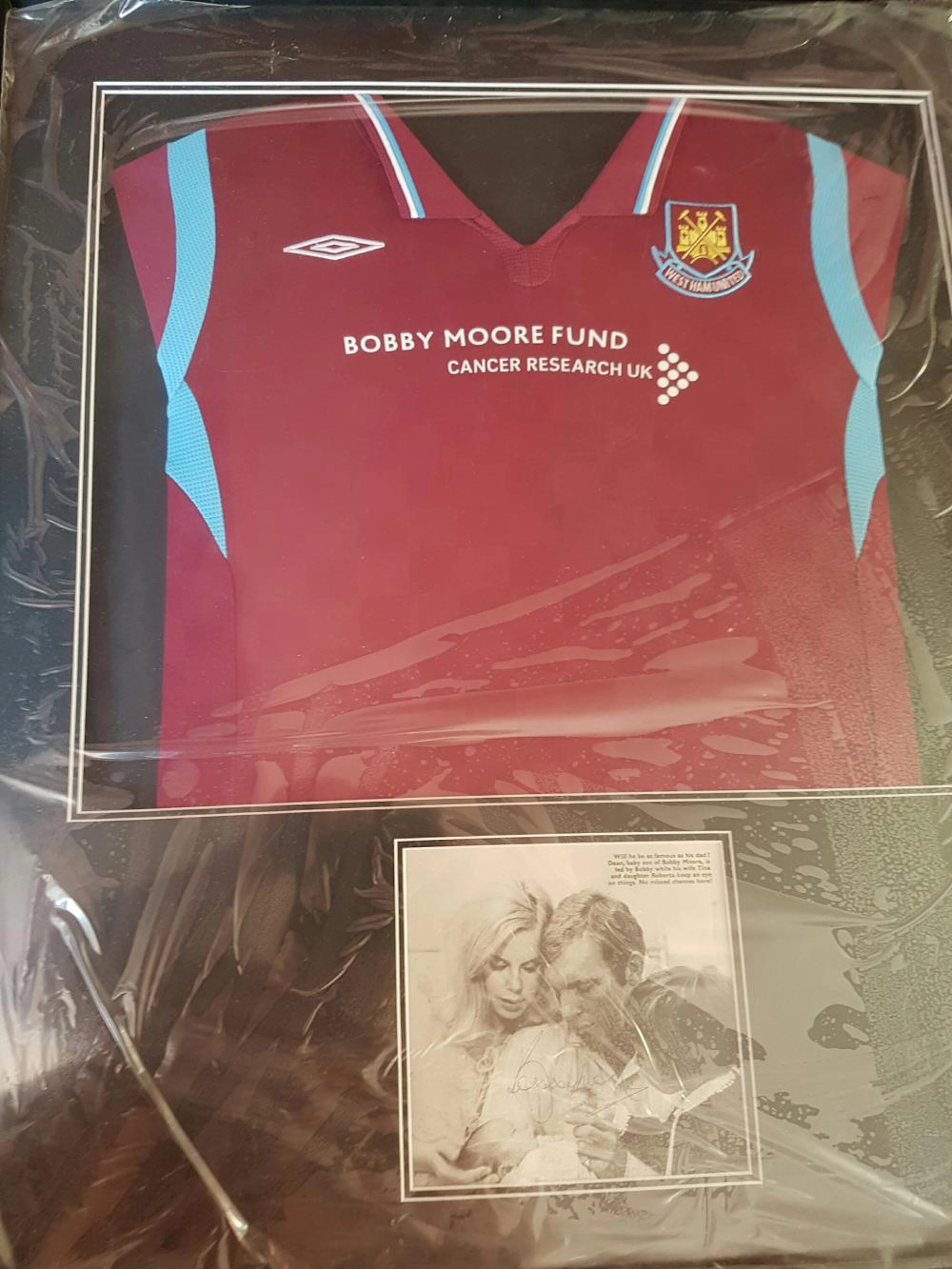 Lot 21 - Framed Bobby Moore West Ham Shirt / Signed...