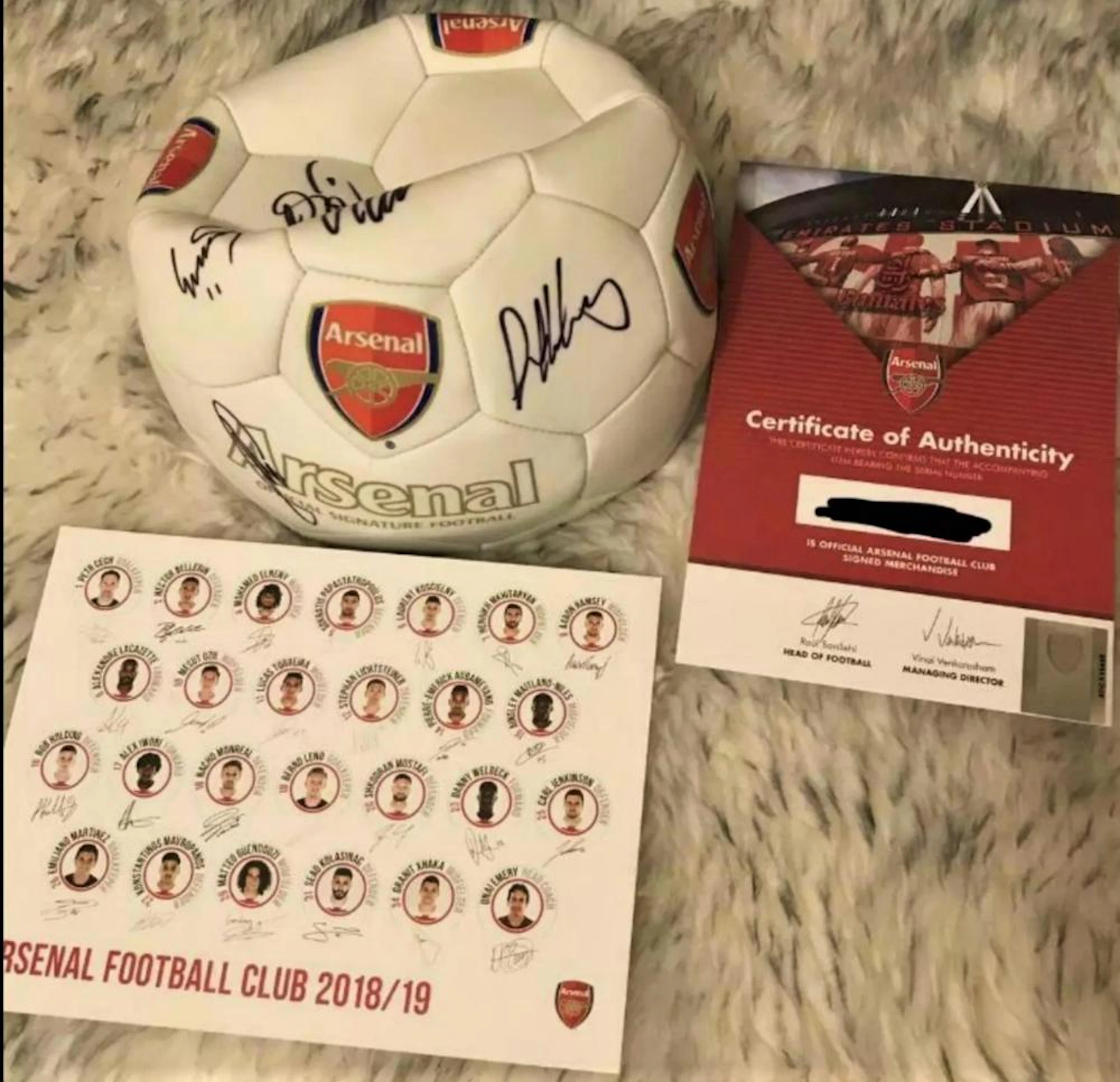 Lot 27 - Official Signed Arsenal Football with Club COA.