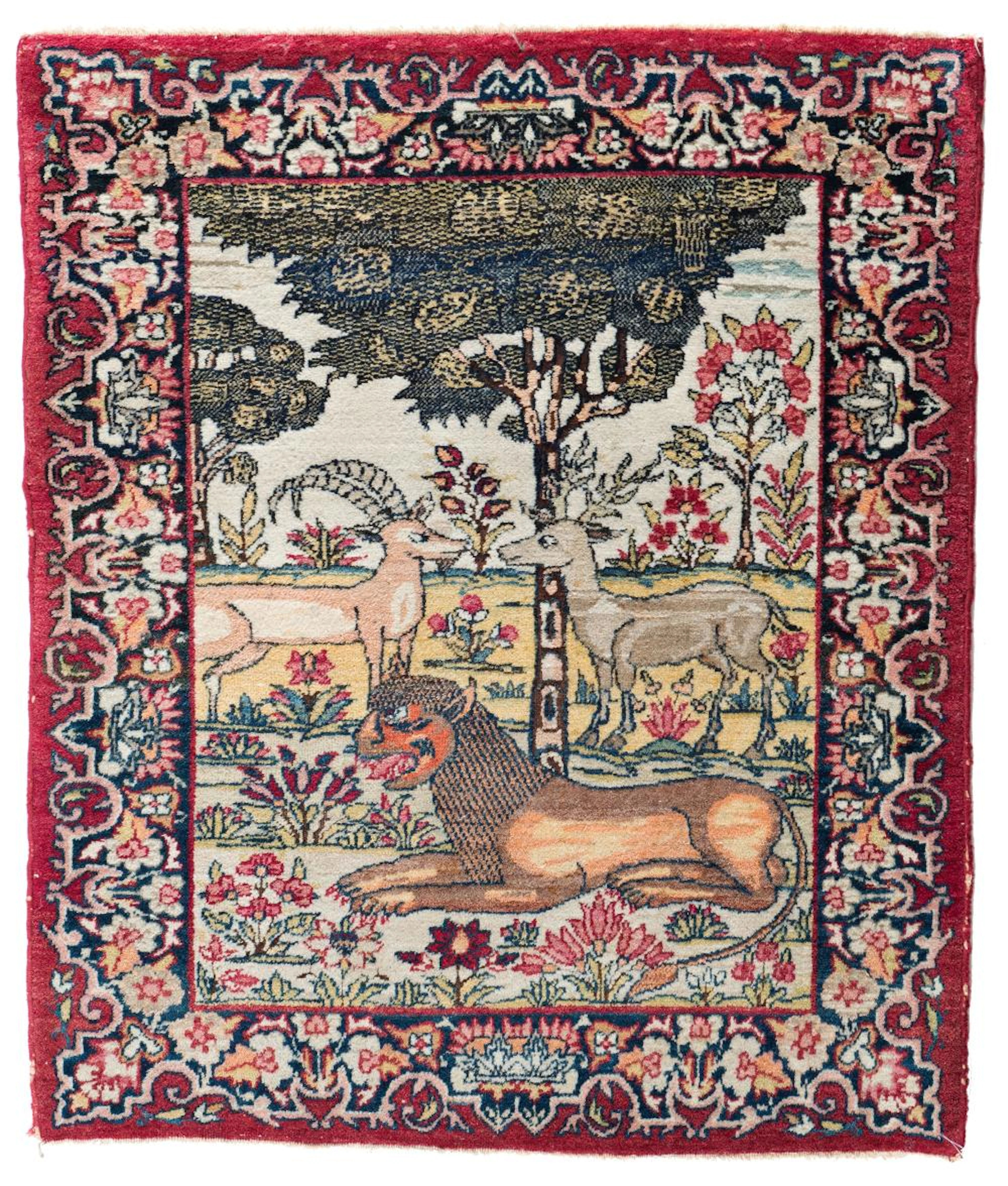 Small Kirman Pictorial Rug