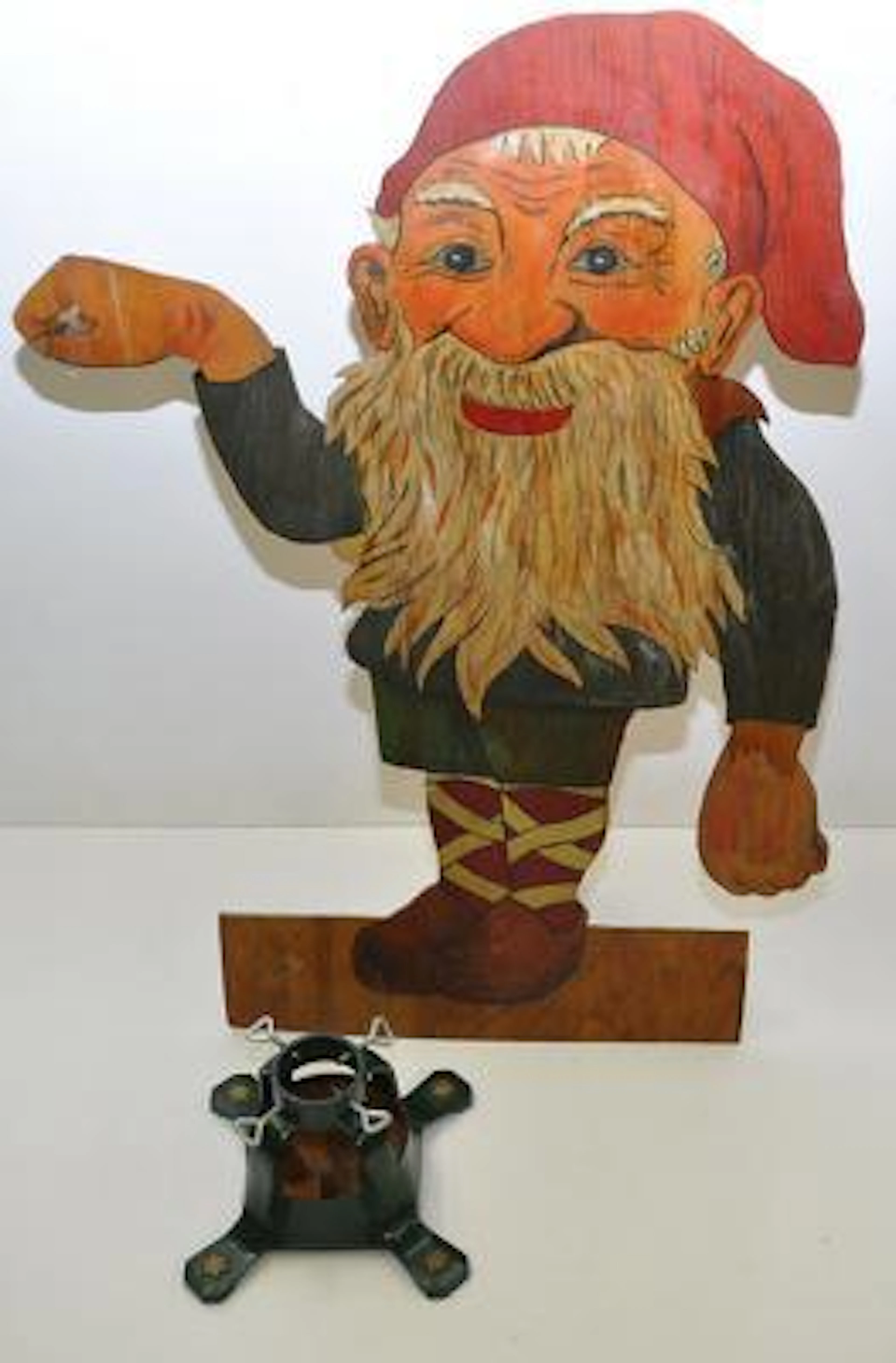 Tomte På Stativ Bemålat Trä 1930-Tal