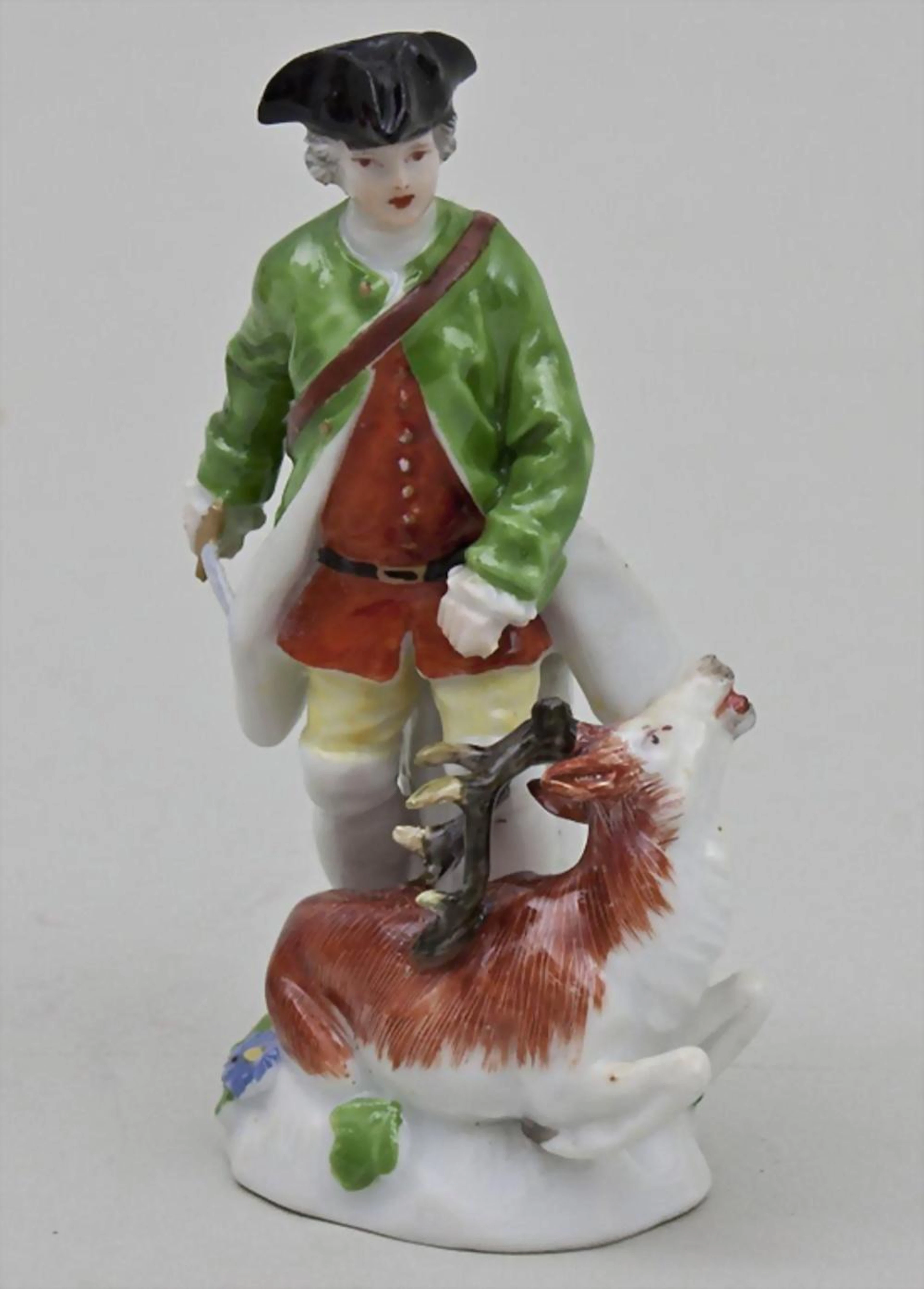 Miniatur Jagd-Figurengruppe/ Miniature Of A Huntsman With De