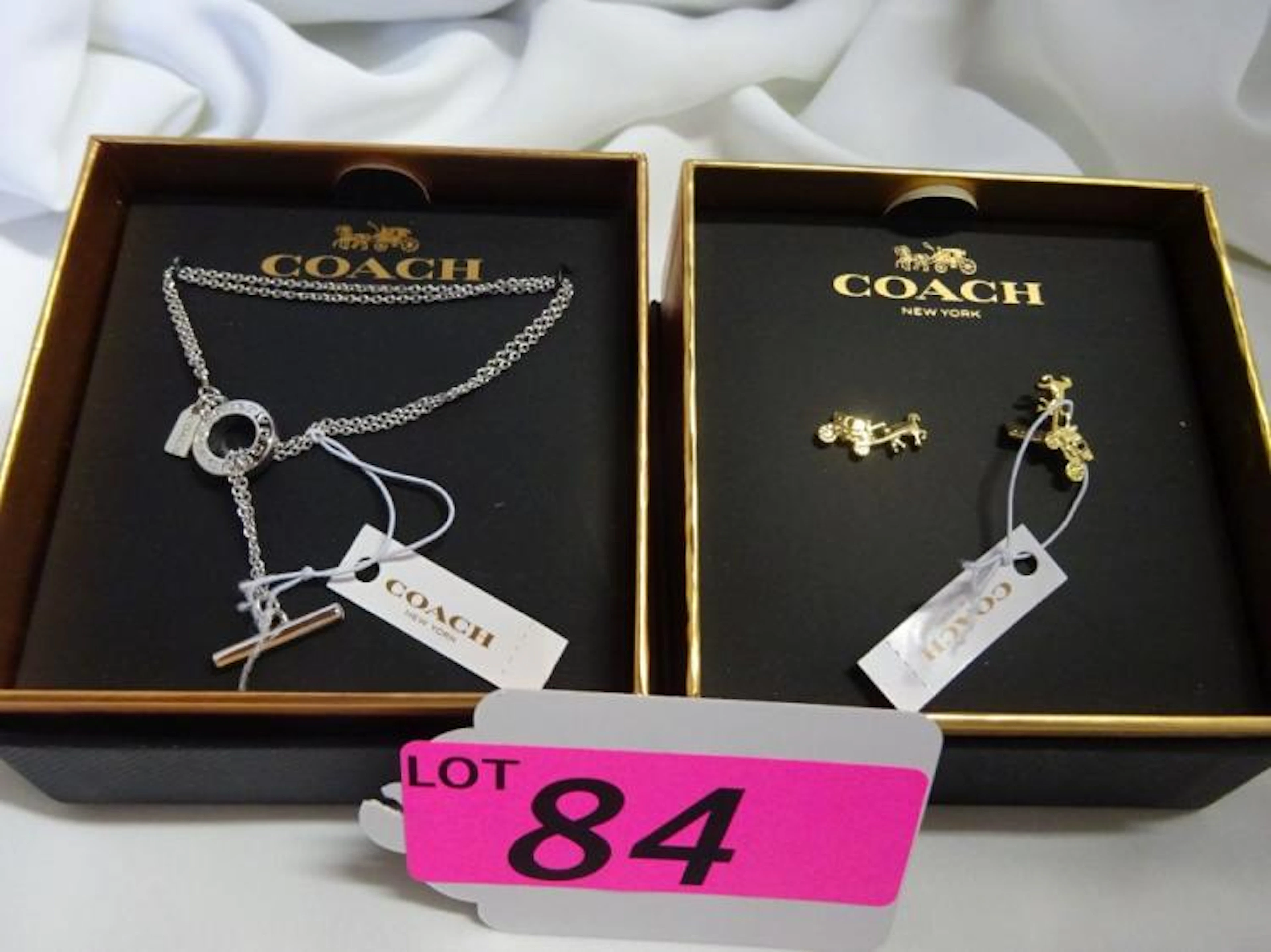 2 PIECES COACH FASHION JEWELRY: BRACELET AND EARRINGS, NEW IN BOX