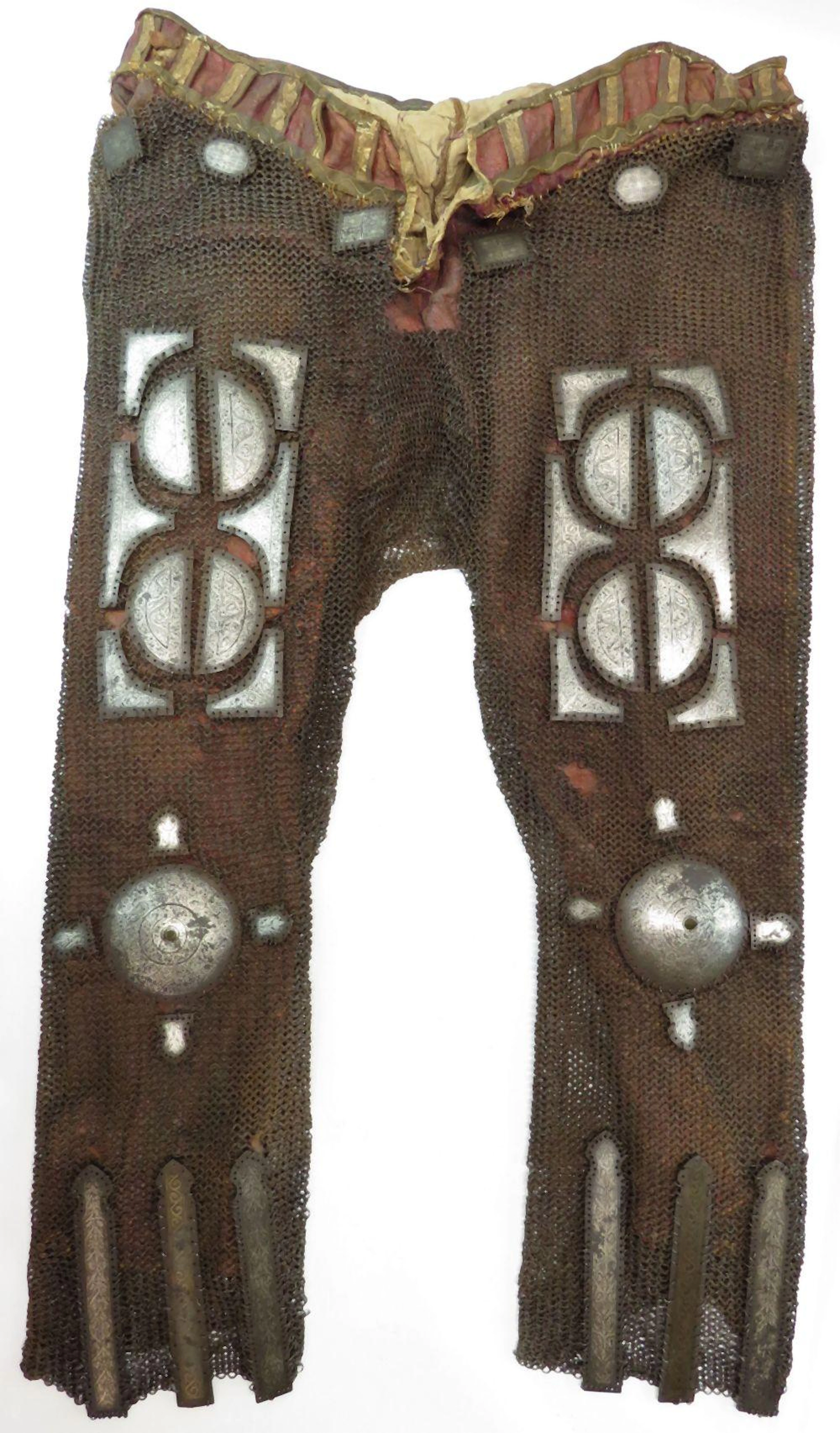AN EXCEPTIONAL PERSIAN PLATE & MAIL ARMOR ELEMENT
