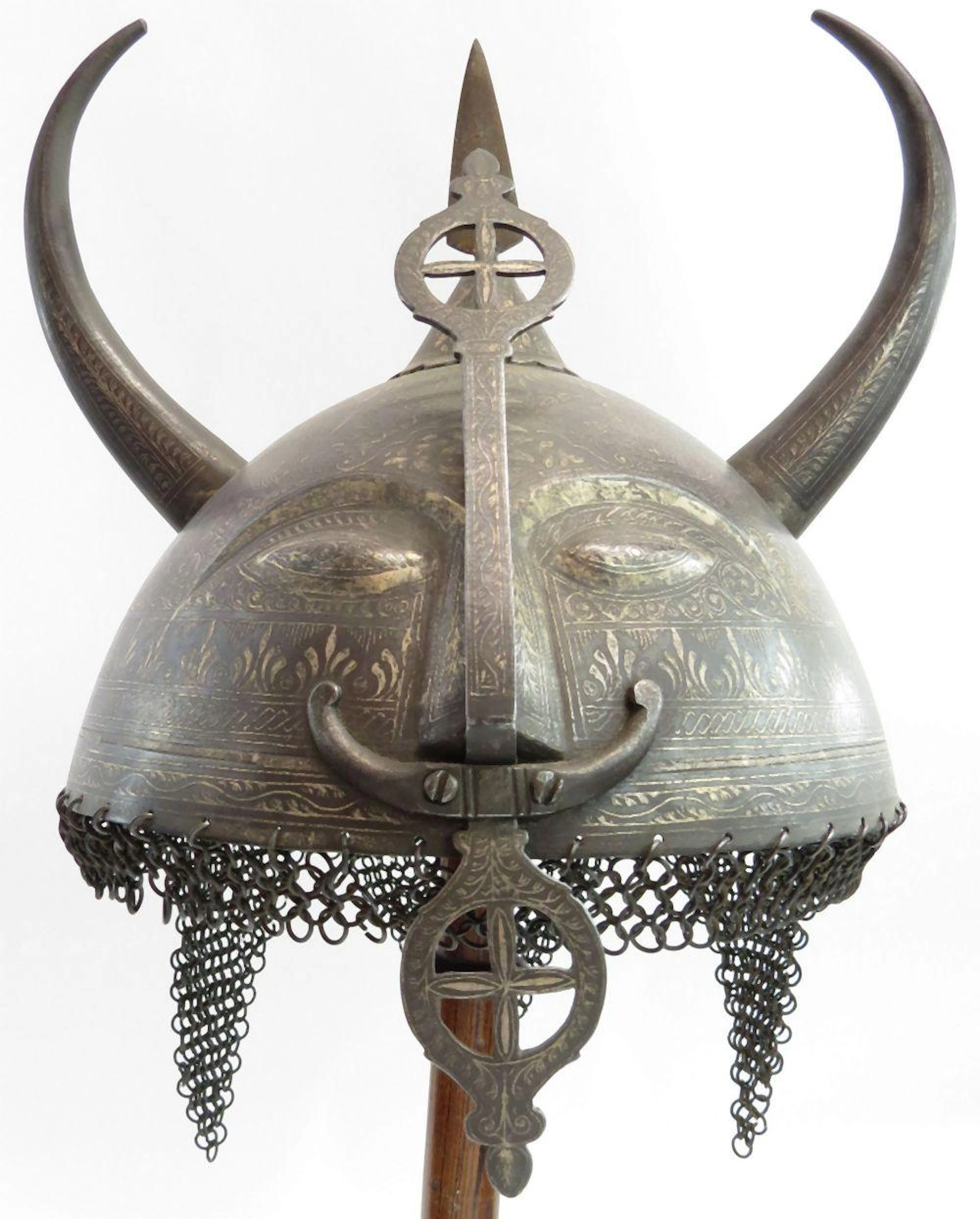 A RARE PERSIAN HORNED HELMET