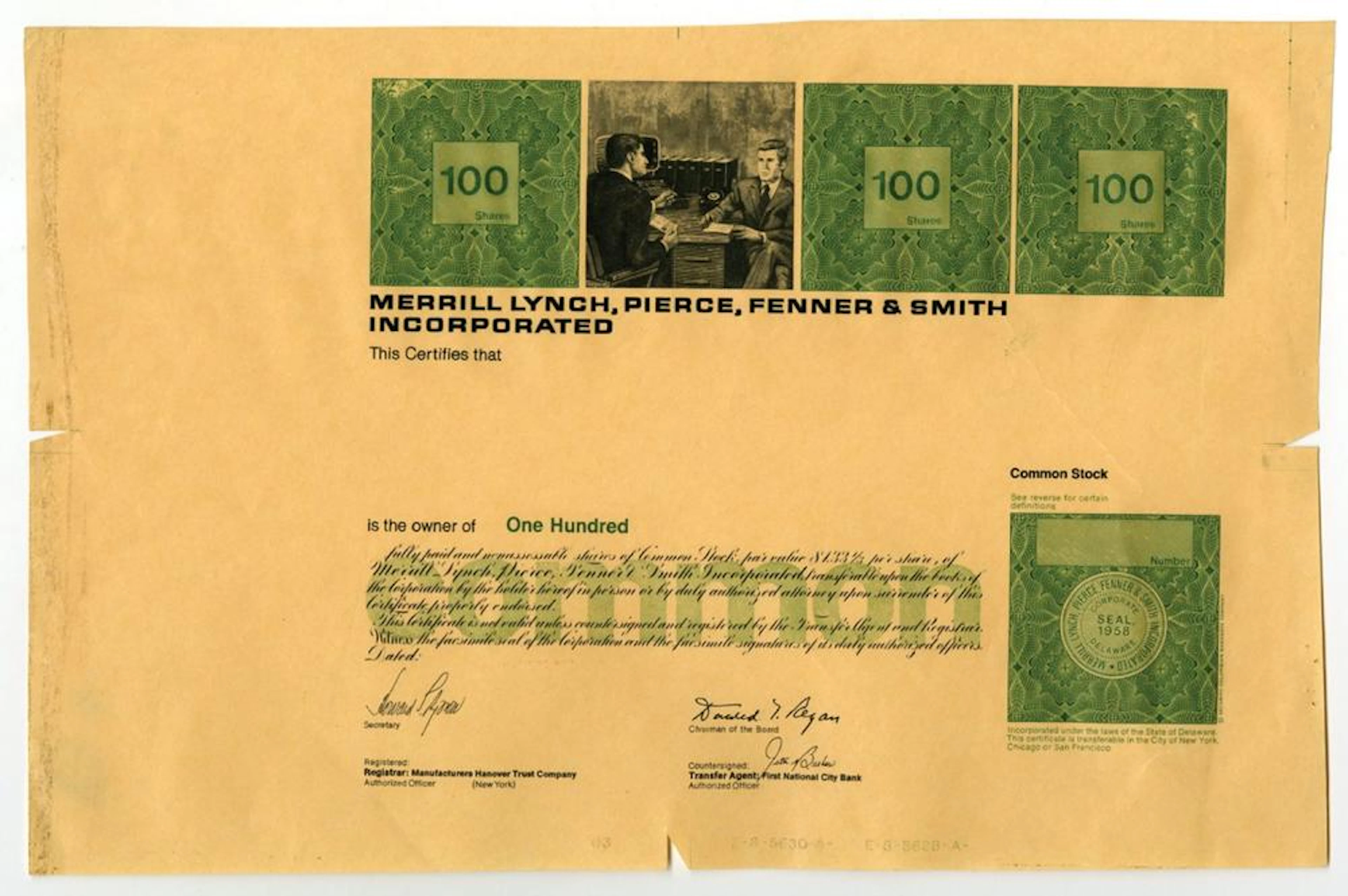 Merrill Lynch, Pierce, Fenner & Smith Inc., Unique Proof Stock.