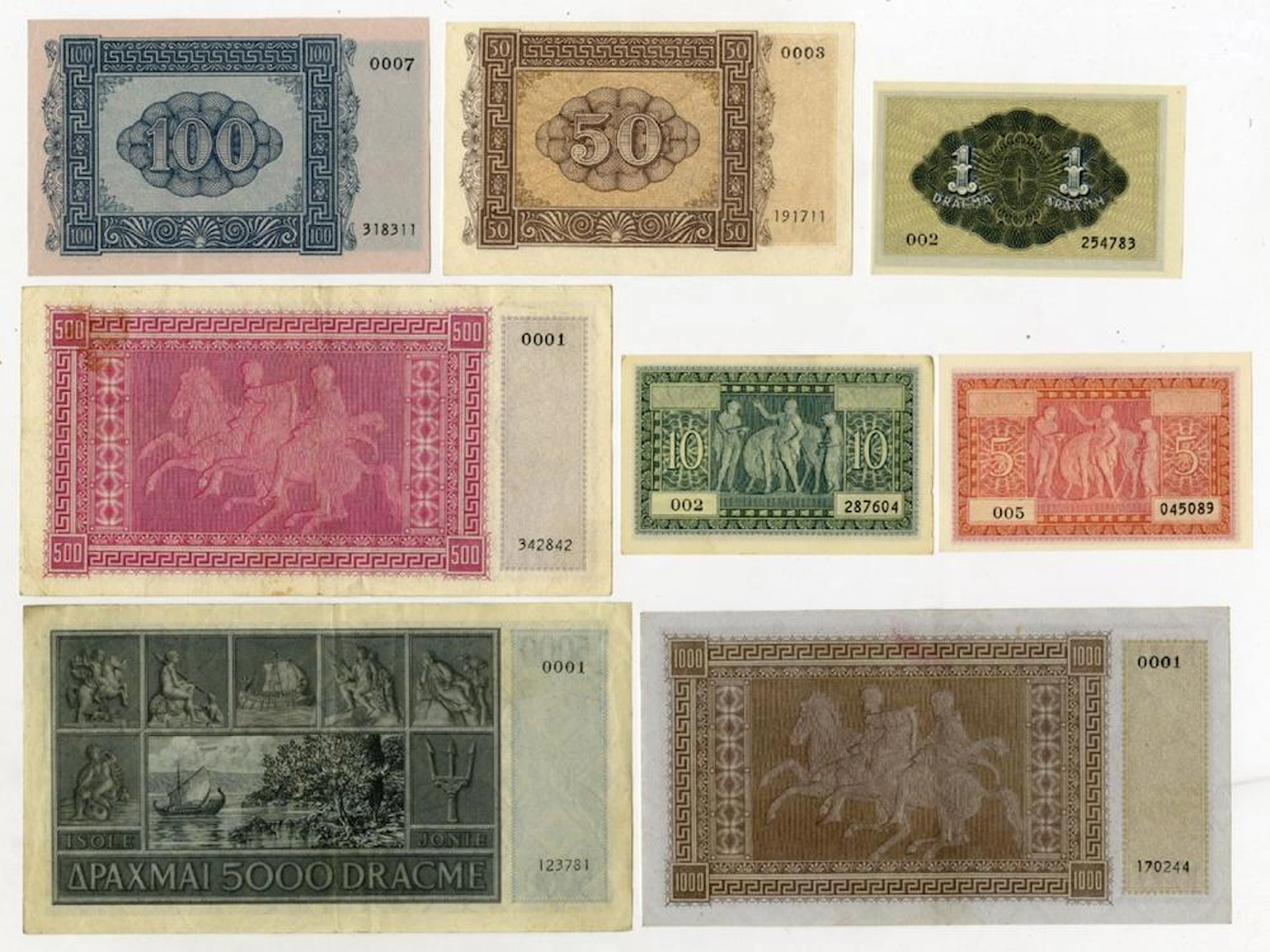 Cassa Mediterranea di Credito per la Grecia, ND (1941) Group of Issued Banknotes