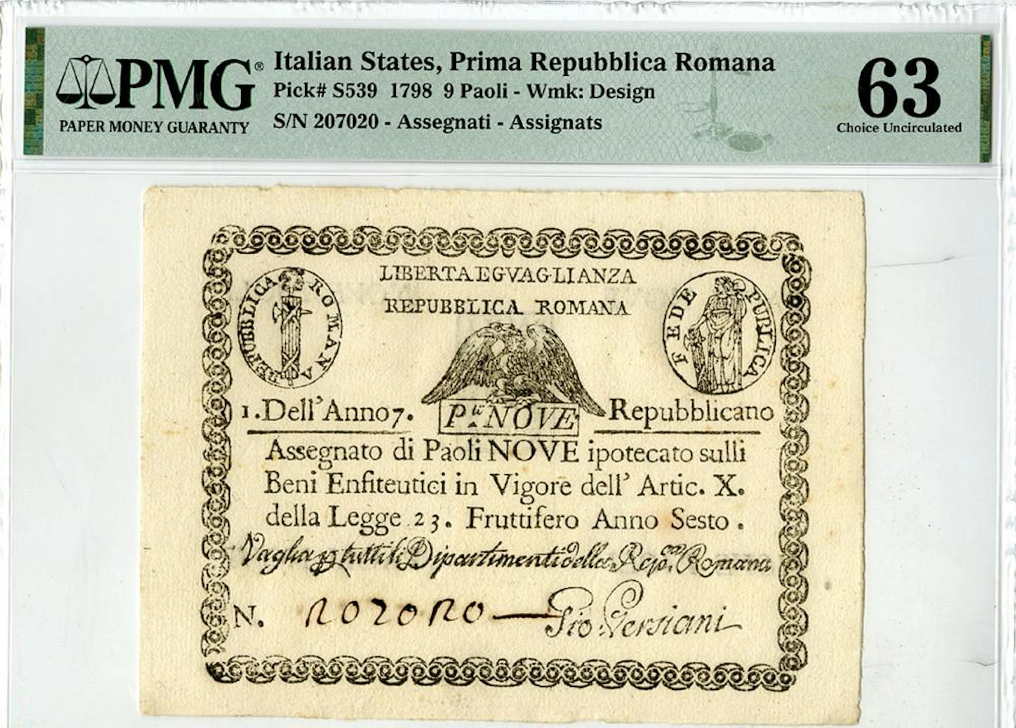 Italy, Repubblica Romana, 1798, Issue Banknote