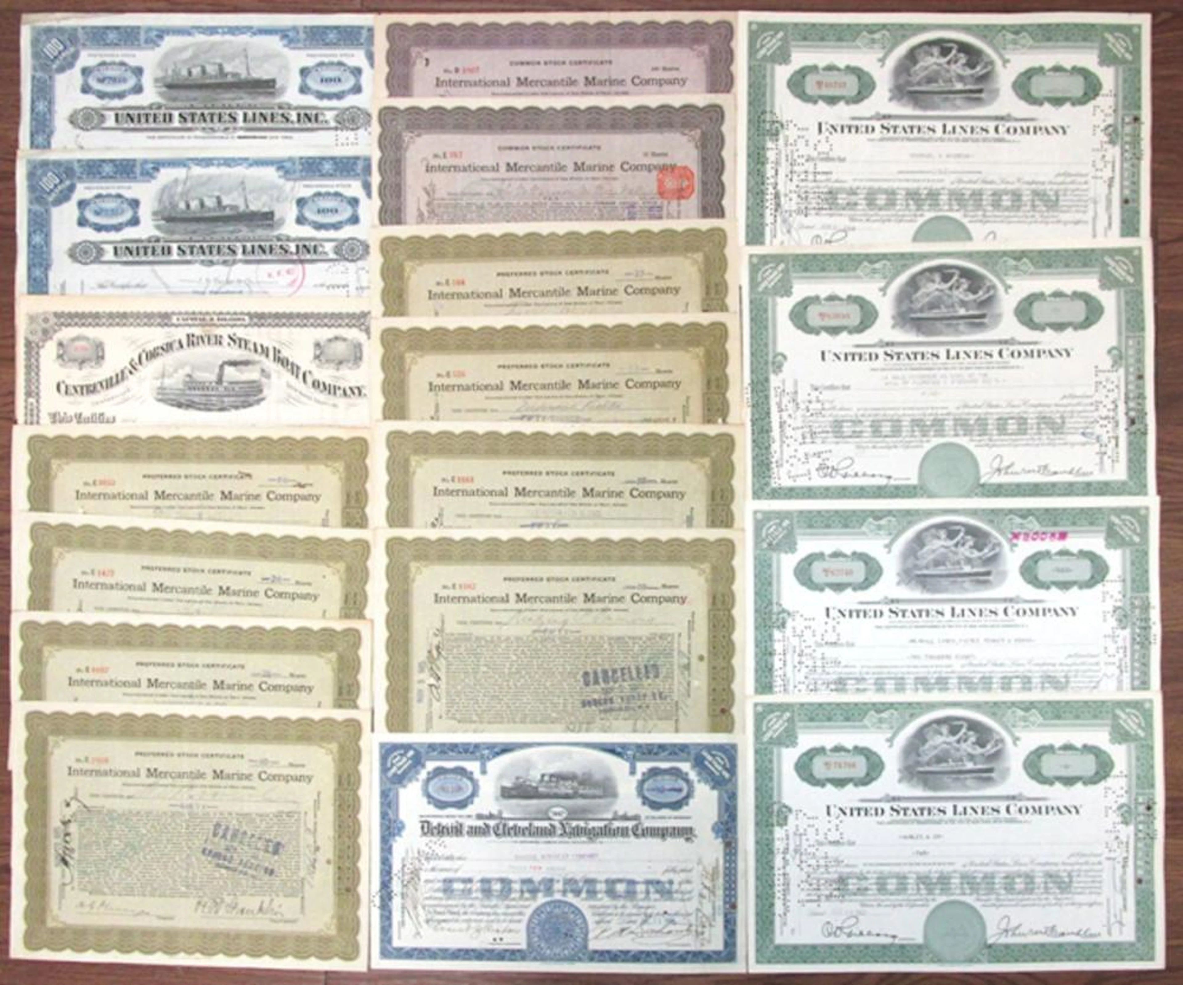 avigation and Shipping Related Issued Stock Certificates, ND (1880s)-1957