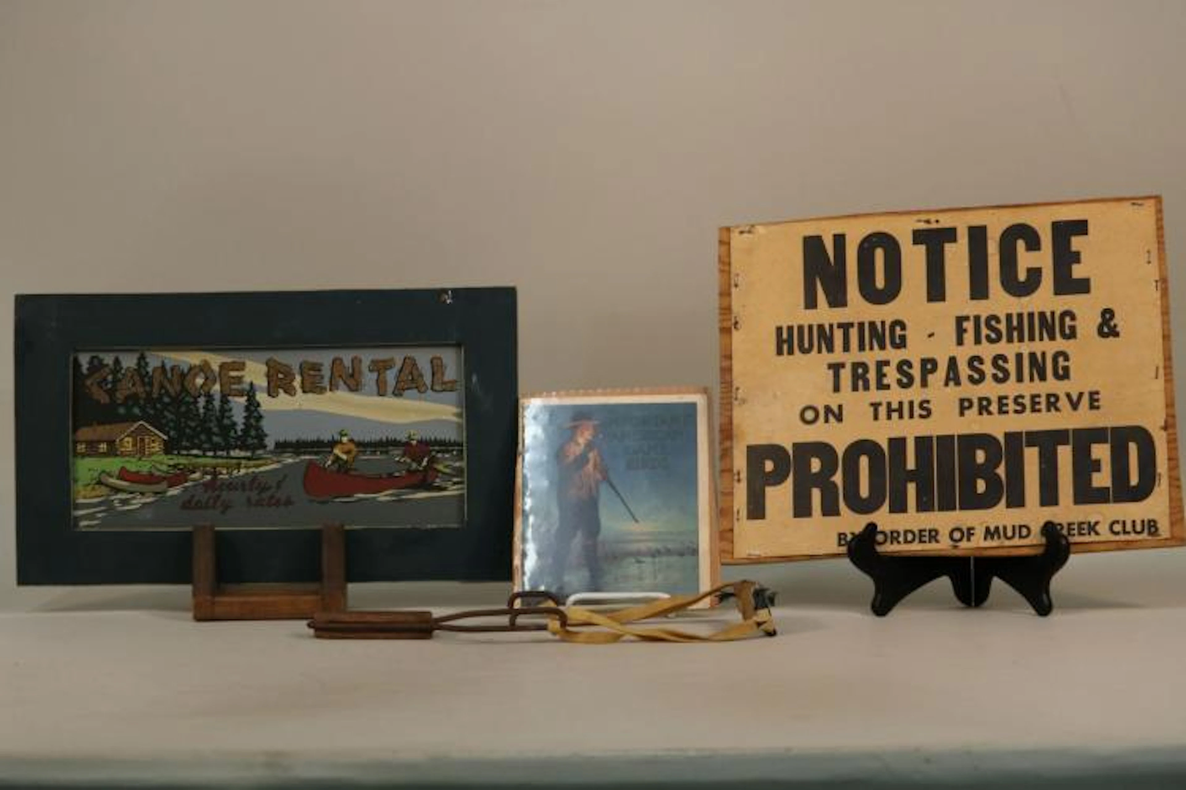 Lot With Vintage No Hunting Sign by Mud Creek Club