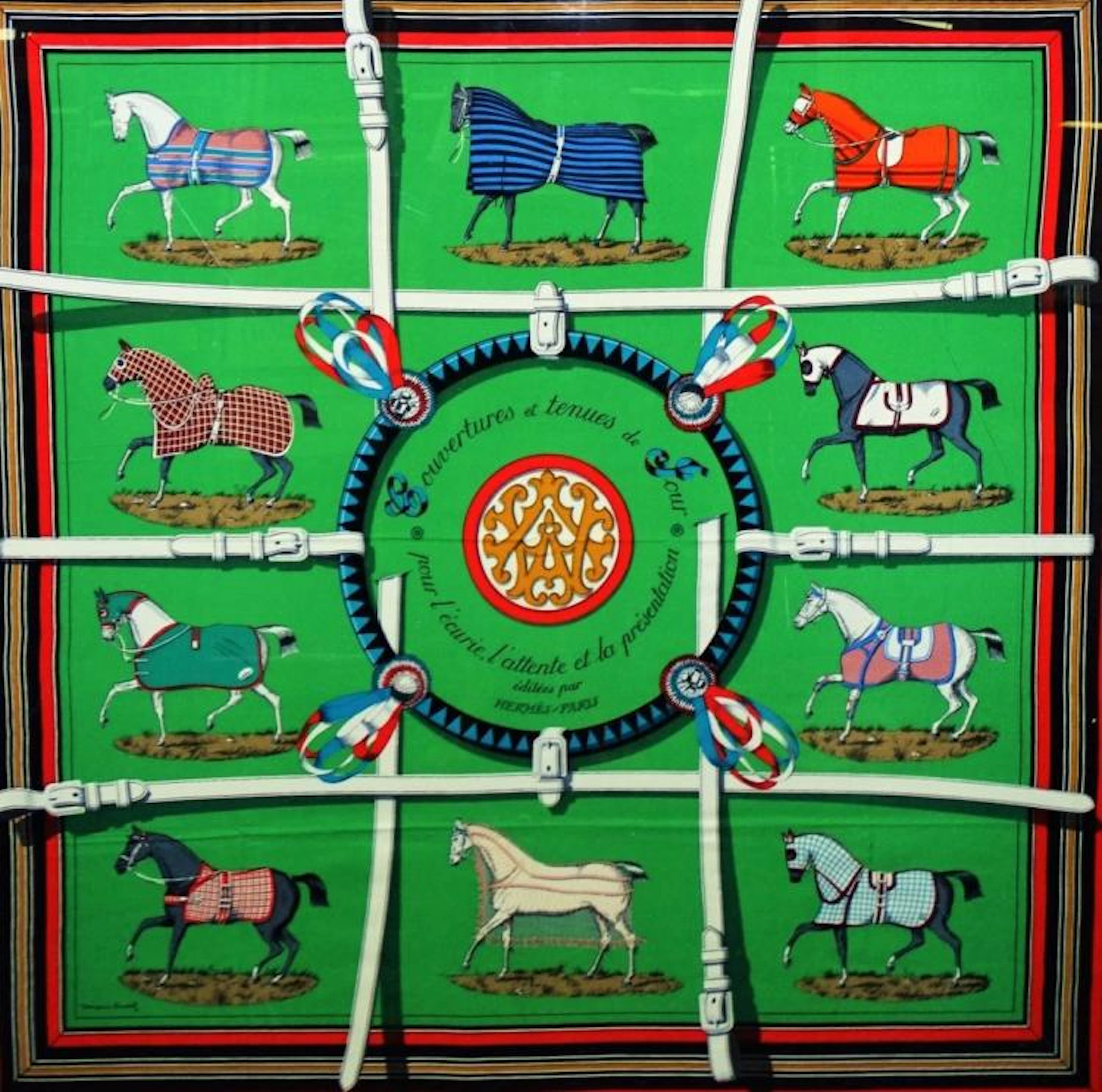HERMES FRAMED SCARF 'COUVERTURES ET TENUES DE JOUR