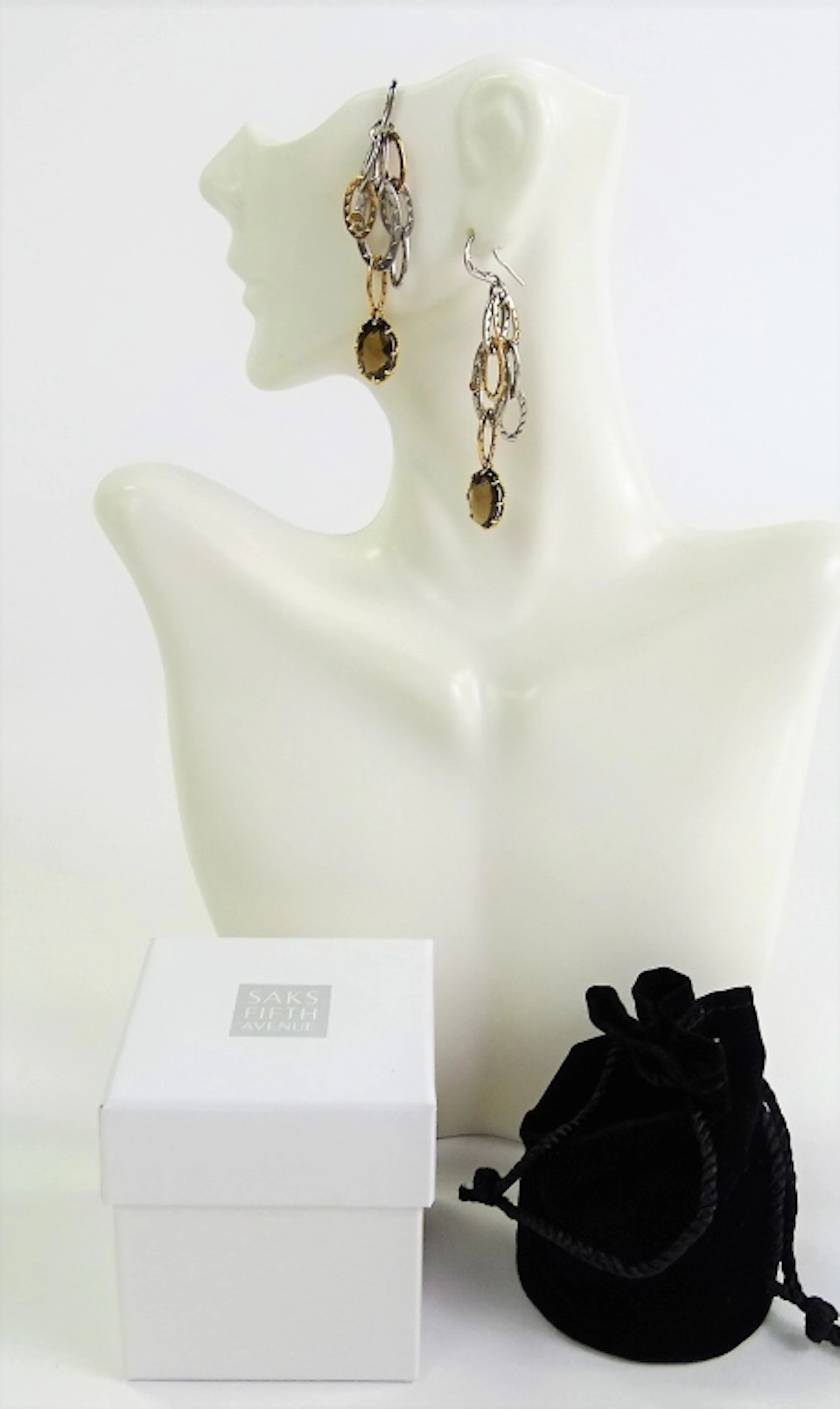 PR TACORI 18KT & STERLING SMOKEY QUARTZ EARRINGS