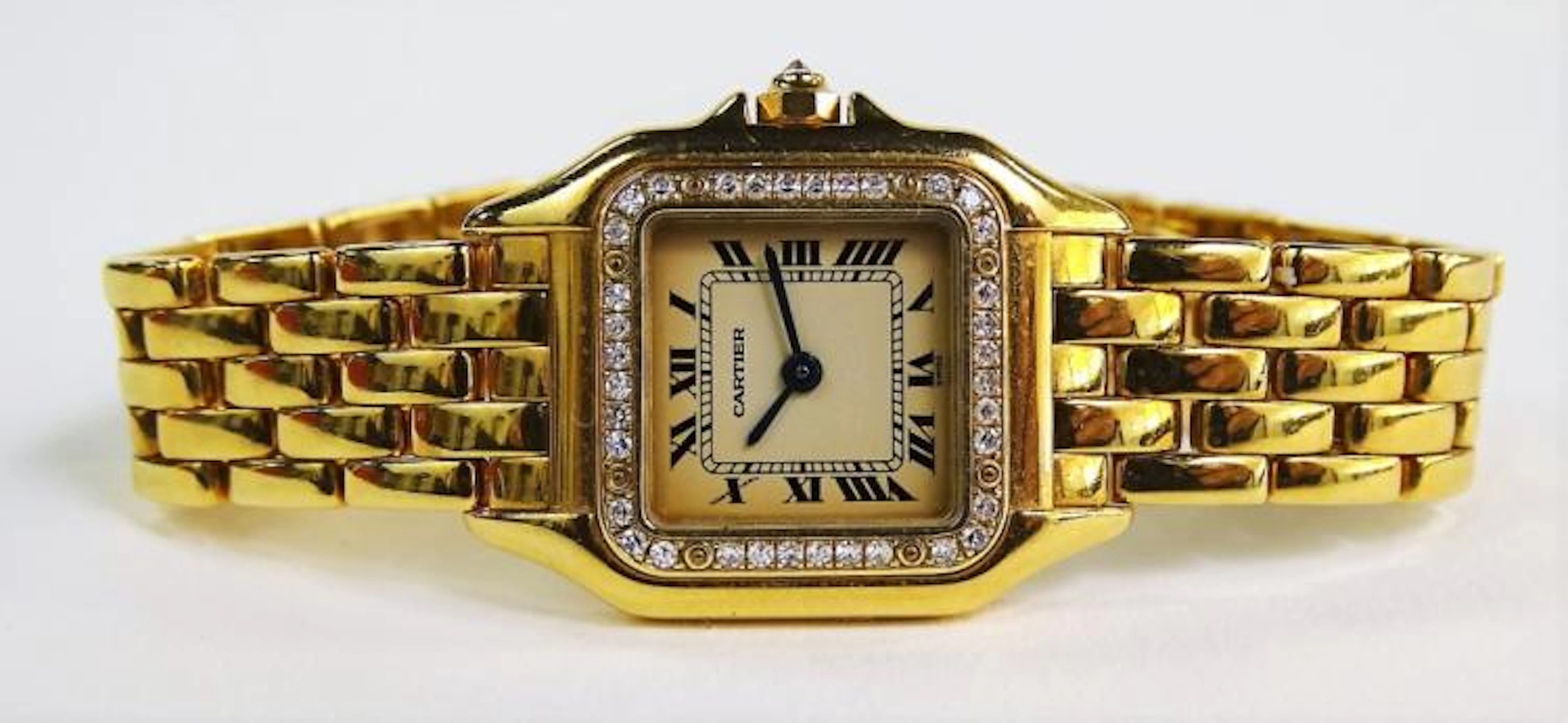 CARTIER 18K G DIAMOND PANTHÈRE 1280 WATCH W/ BOX