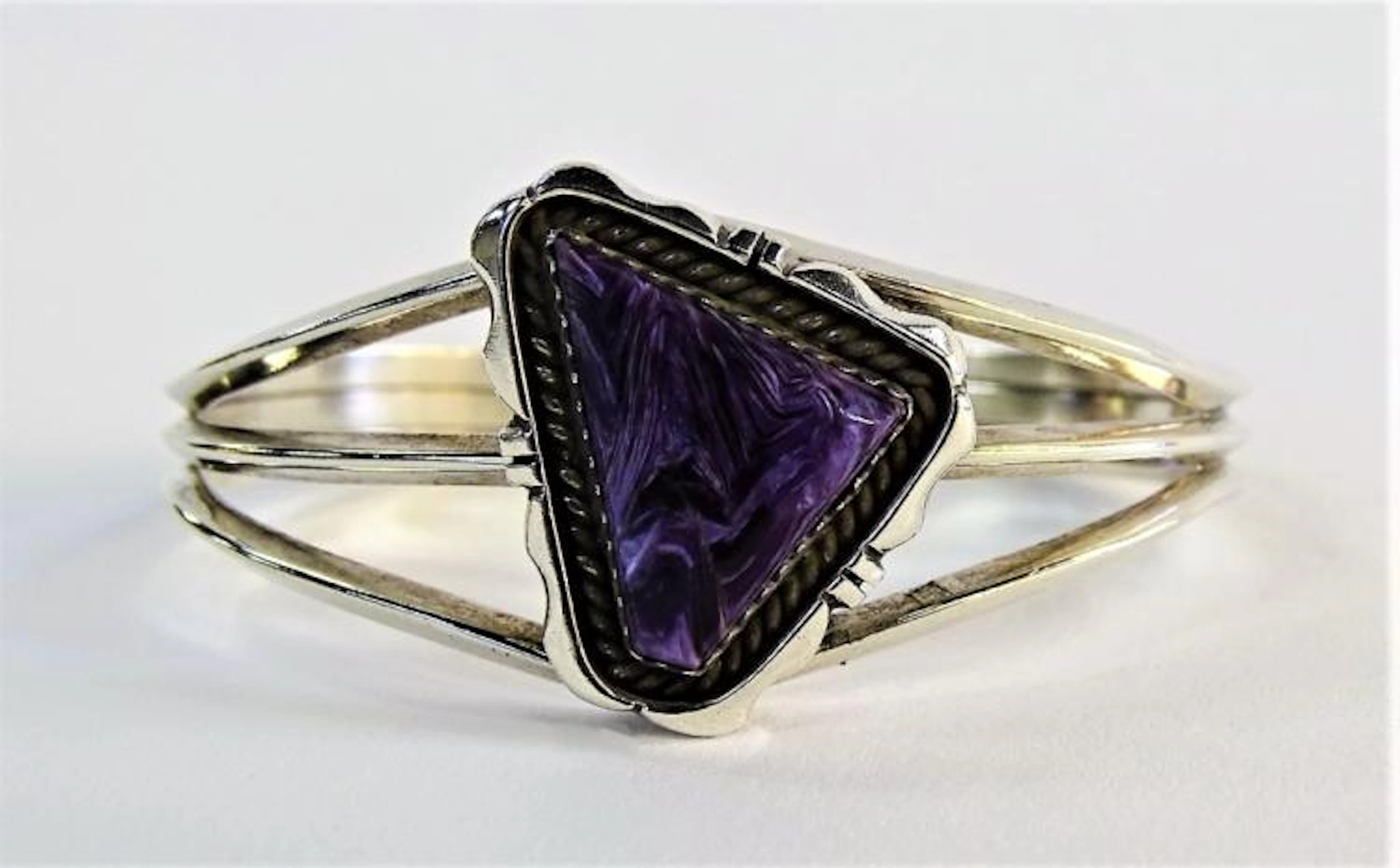 LEROY SANDOVAL STERLING & CHAROITE CUFF BRACELET