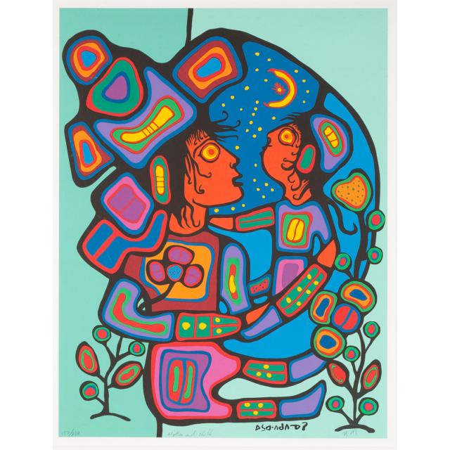 NORVAL MORRISSEAU (1931-2007), Anishinaabe (Ojibwe) - MOTHER AND CHILD ...