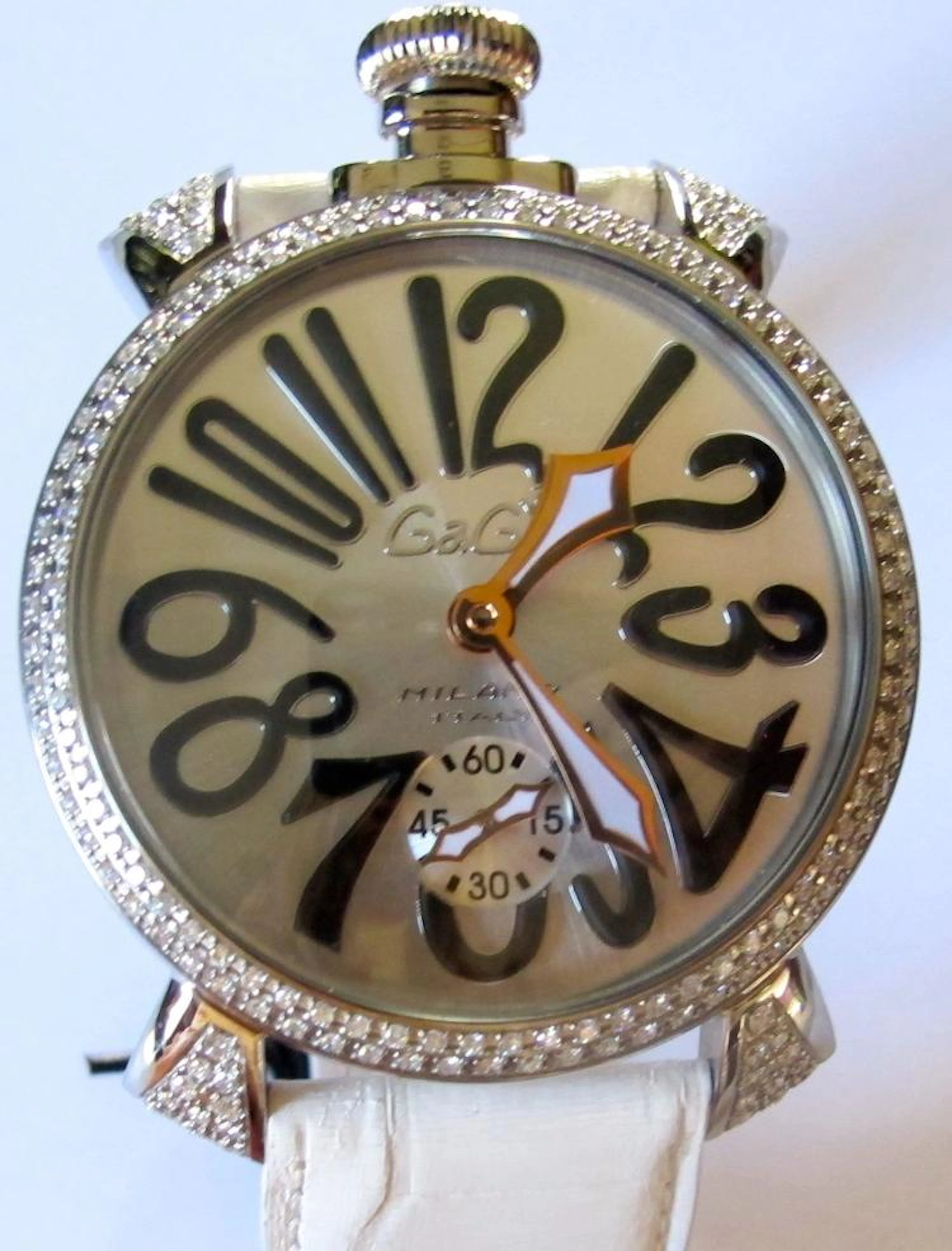 Authentic Gaga Milano Manuale 40mm 2.5ct Diamond Quartz Watch Womens #9258 New!