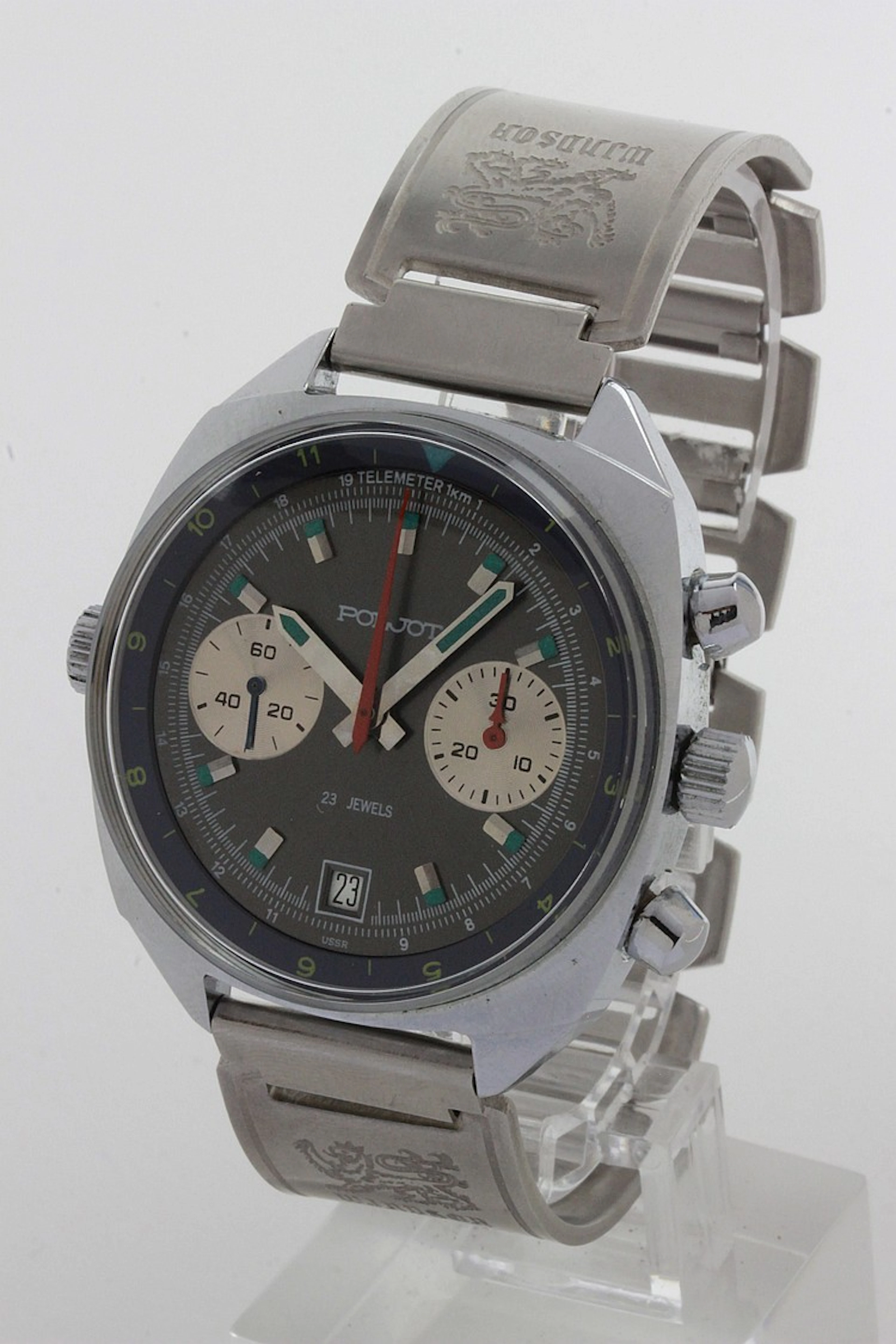 Poljot, cronografo Sturmanskie carica manuale, anni '80, 38 mm.