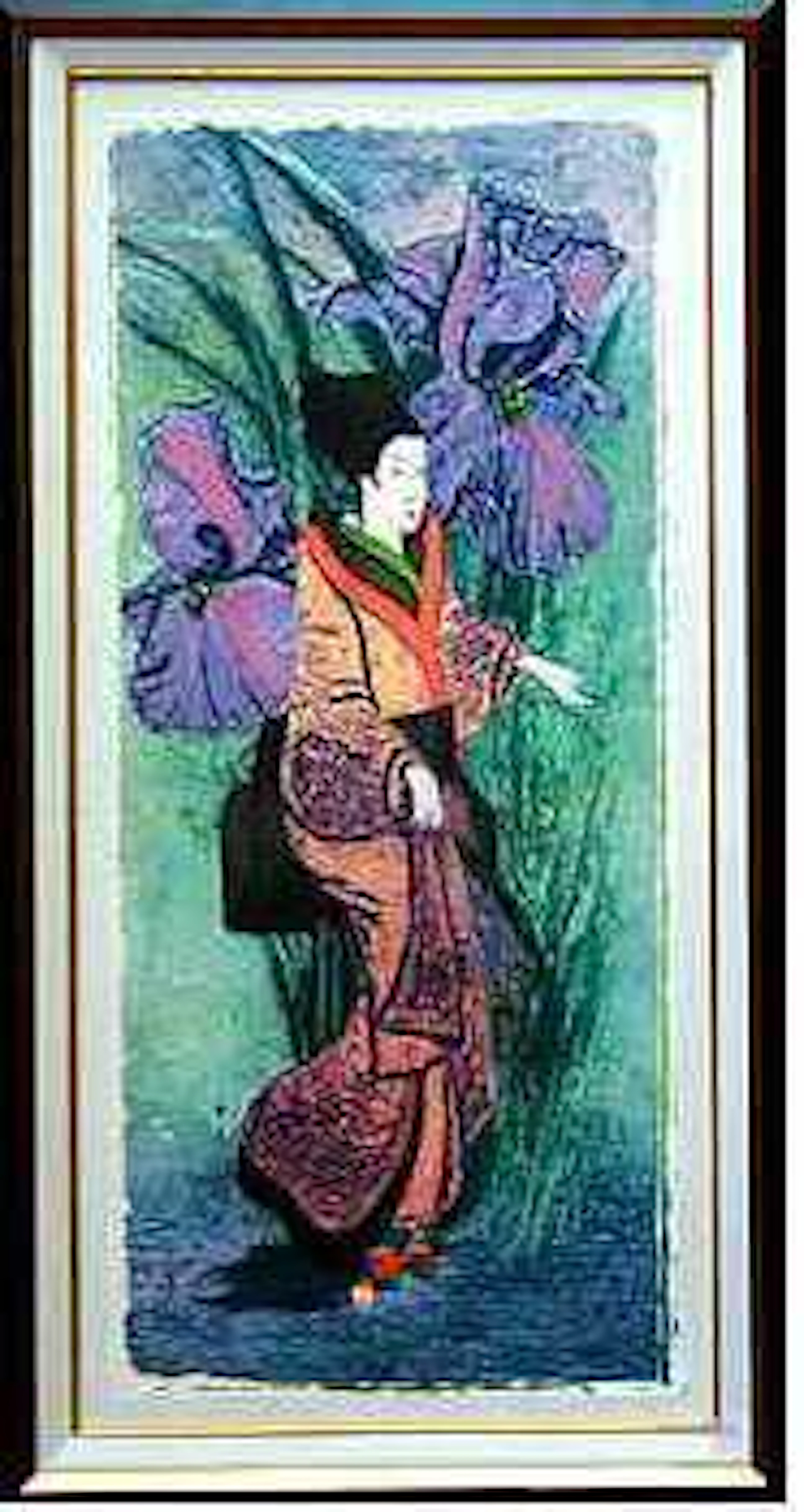1219B: Kravjansky Oriental Japanese Geisha Girl Framed