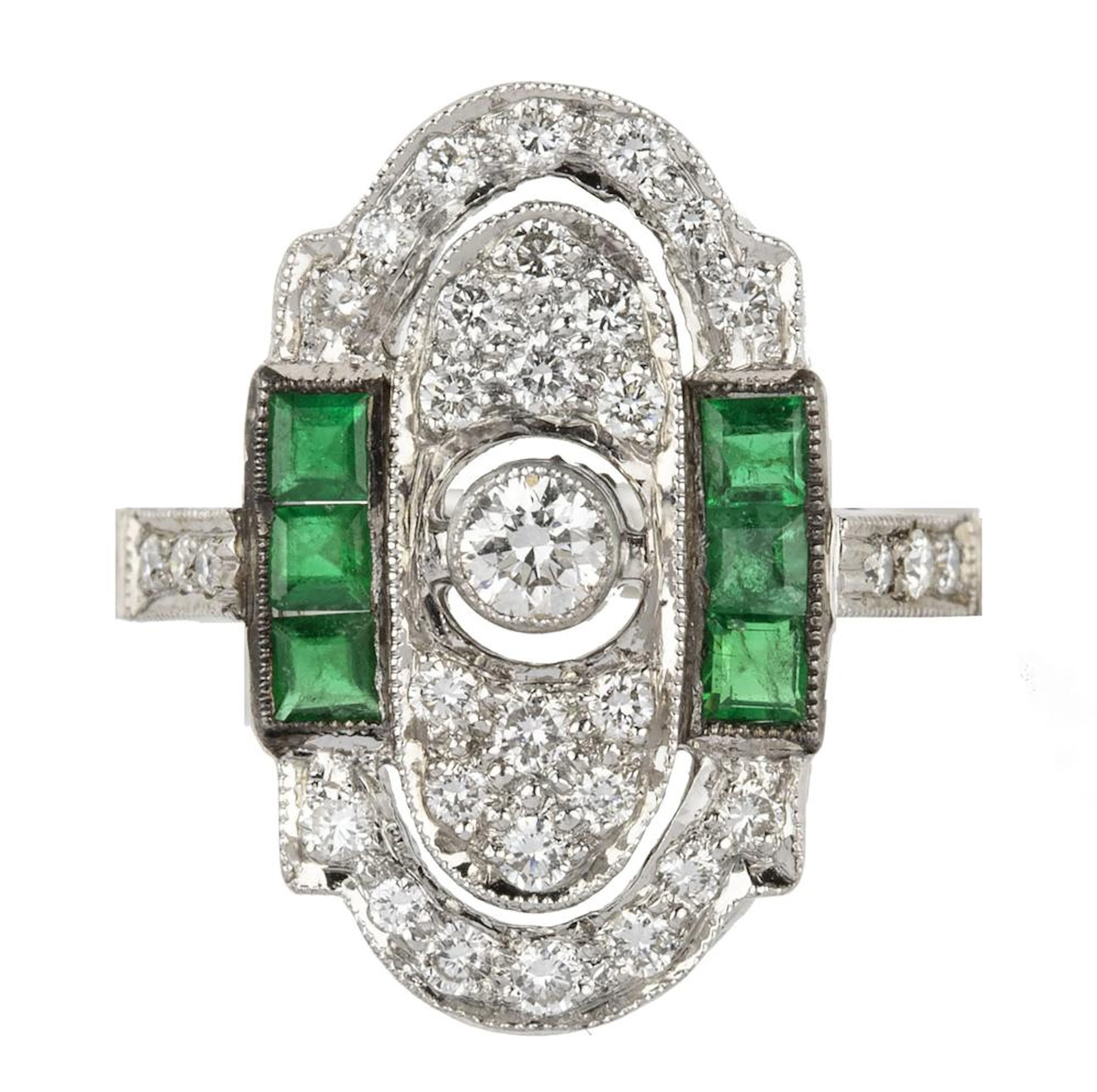 BAGUE DIAMANT ET EMERAUDE