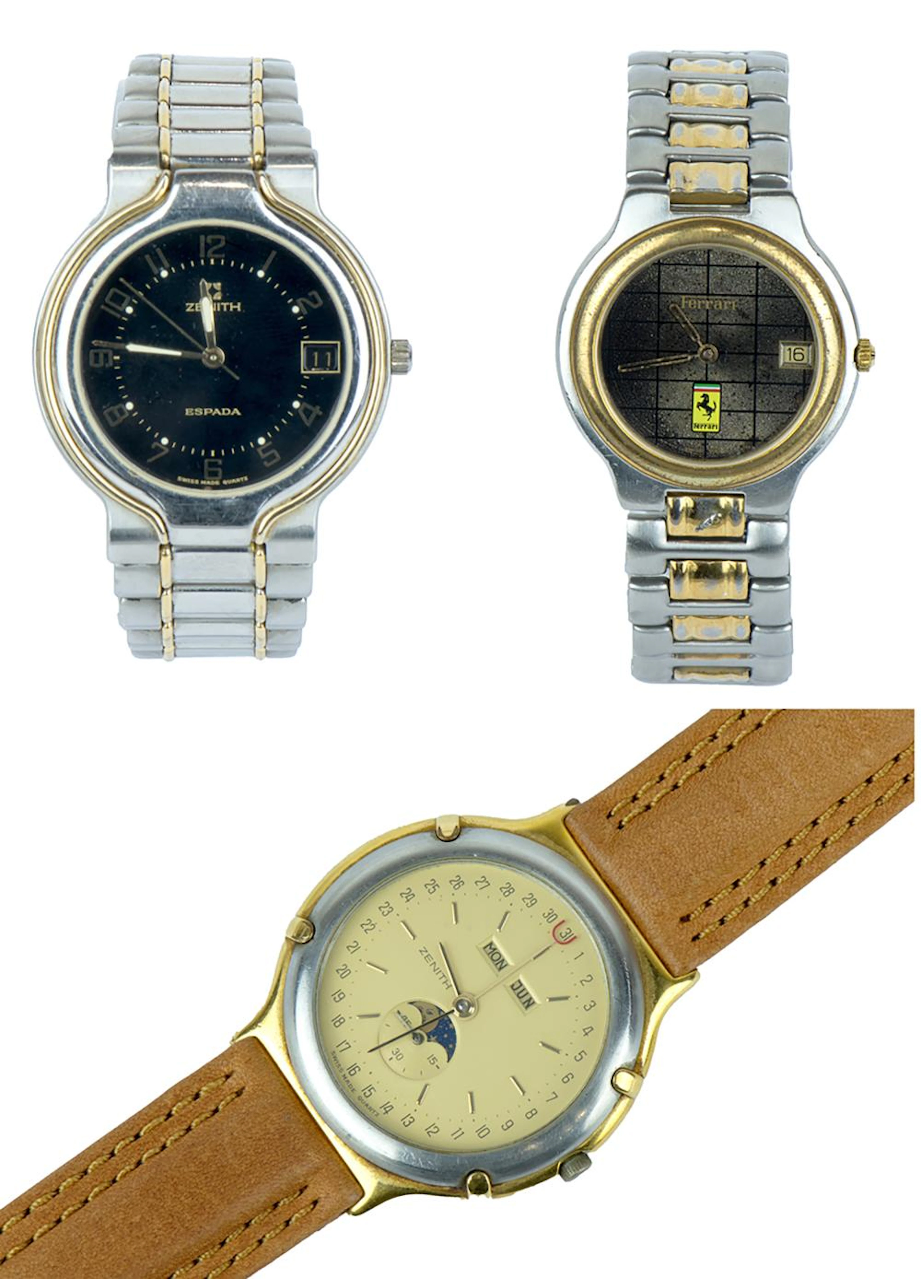 ZENITH - FERRARI Lot de trois montres Une Zenith Espada,