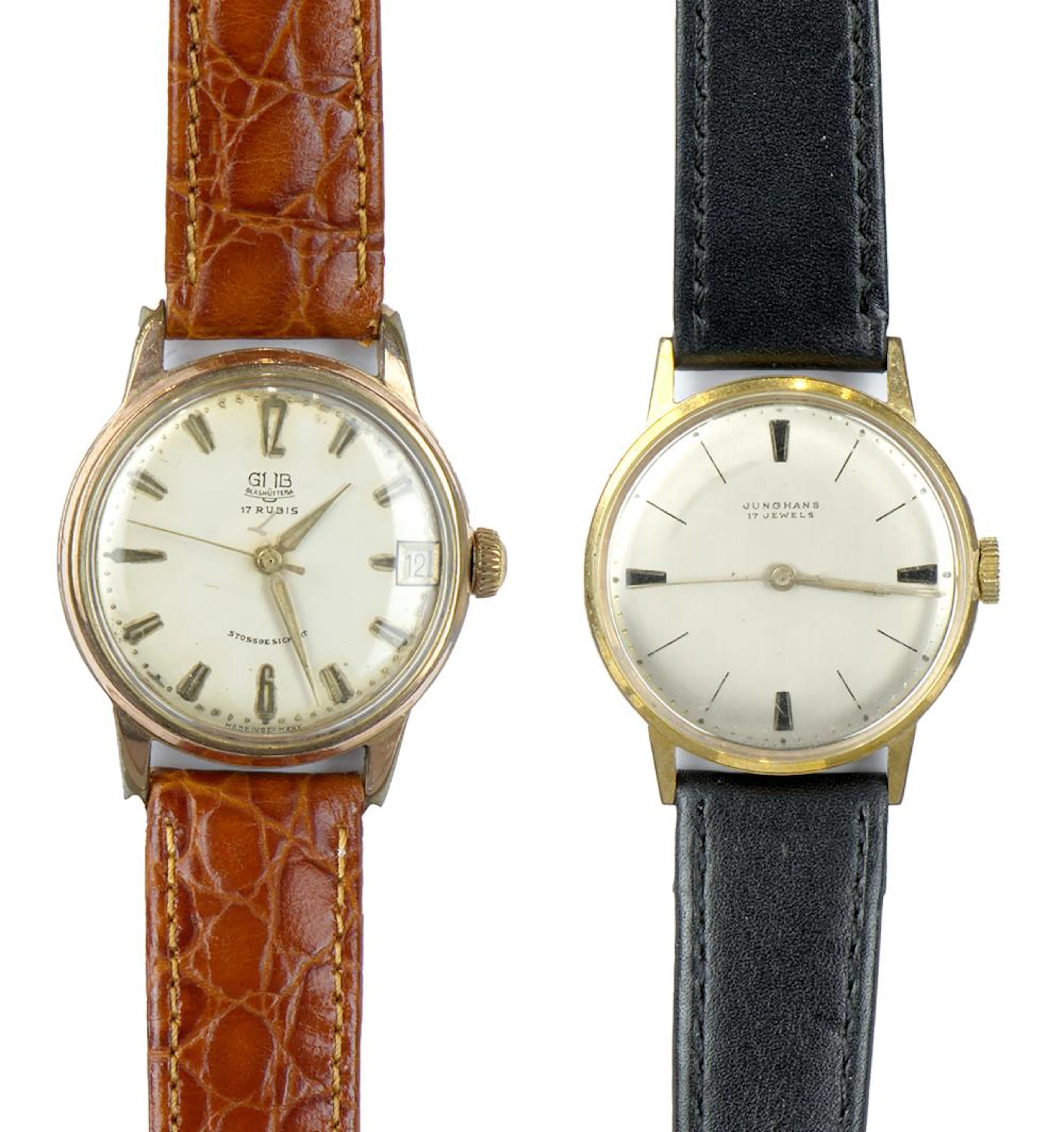 JUNGHANS - GLASHÜTTE SA Lot de deux montres vers 1960...