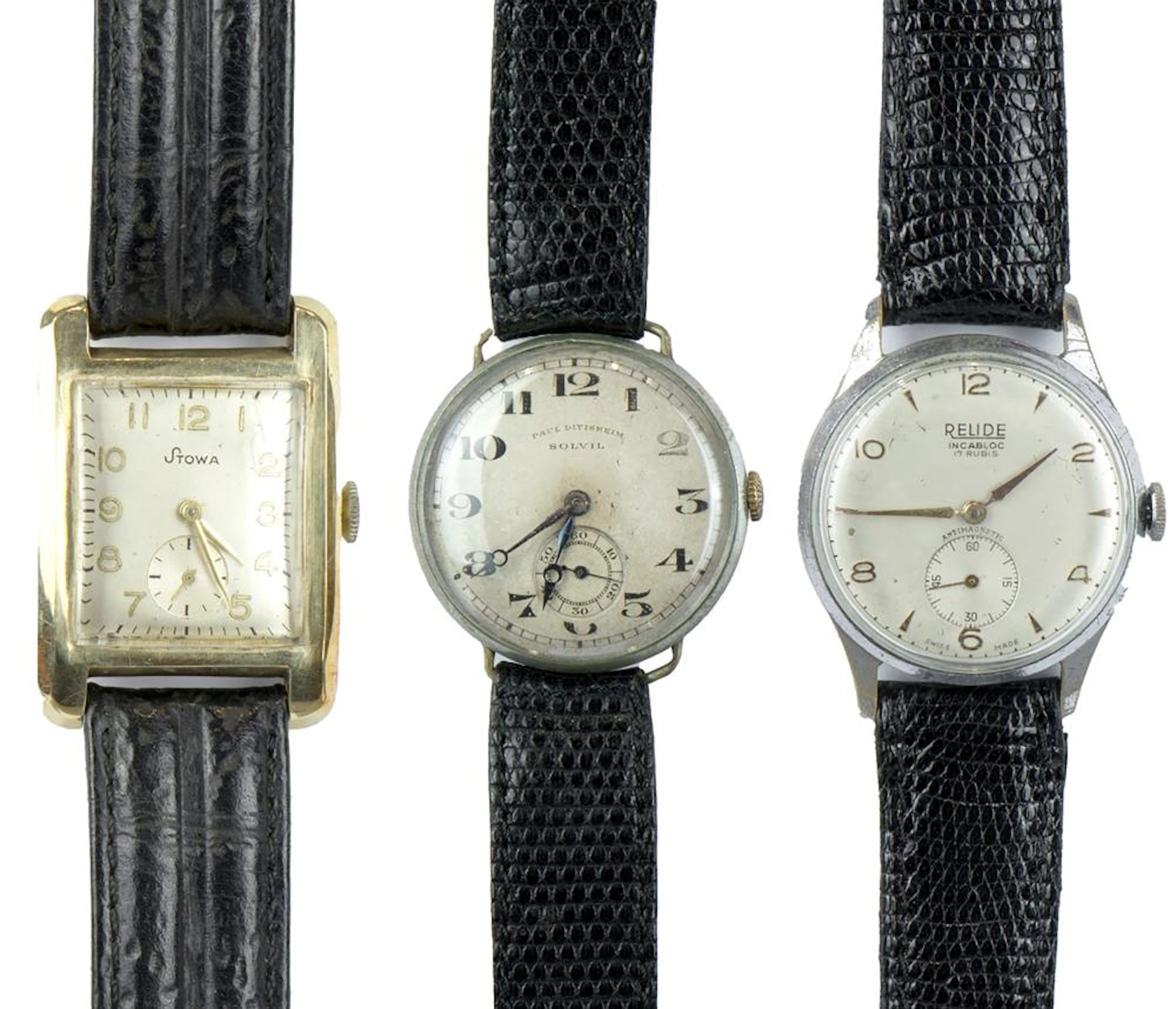 STOWA Lot de trois montres vintage En alliage d'or 14k (585),