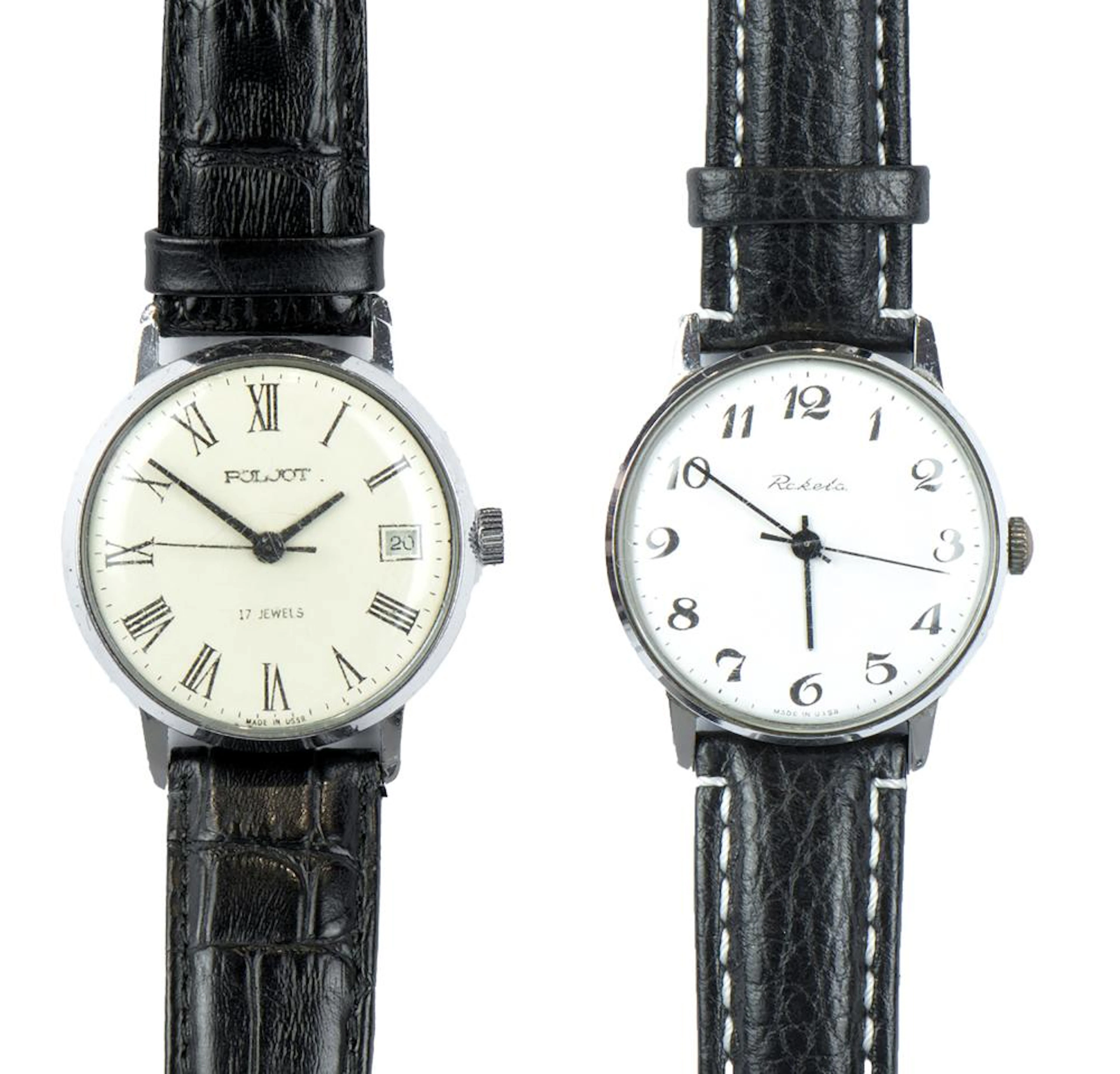 RAKETA - POLJOT Lot de deux montres russes Une montre Raketa no.161329 en acier,