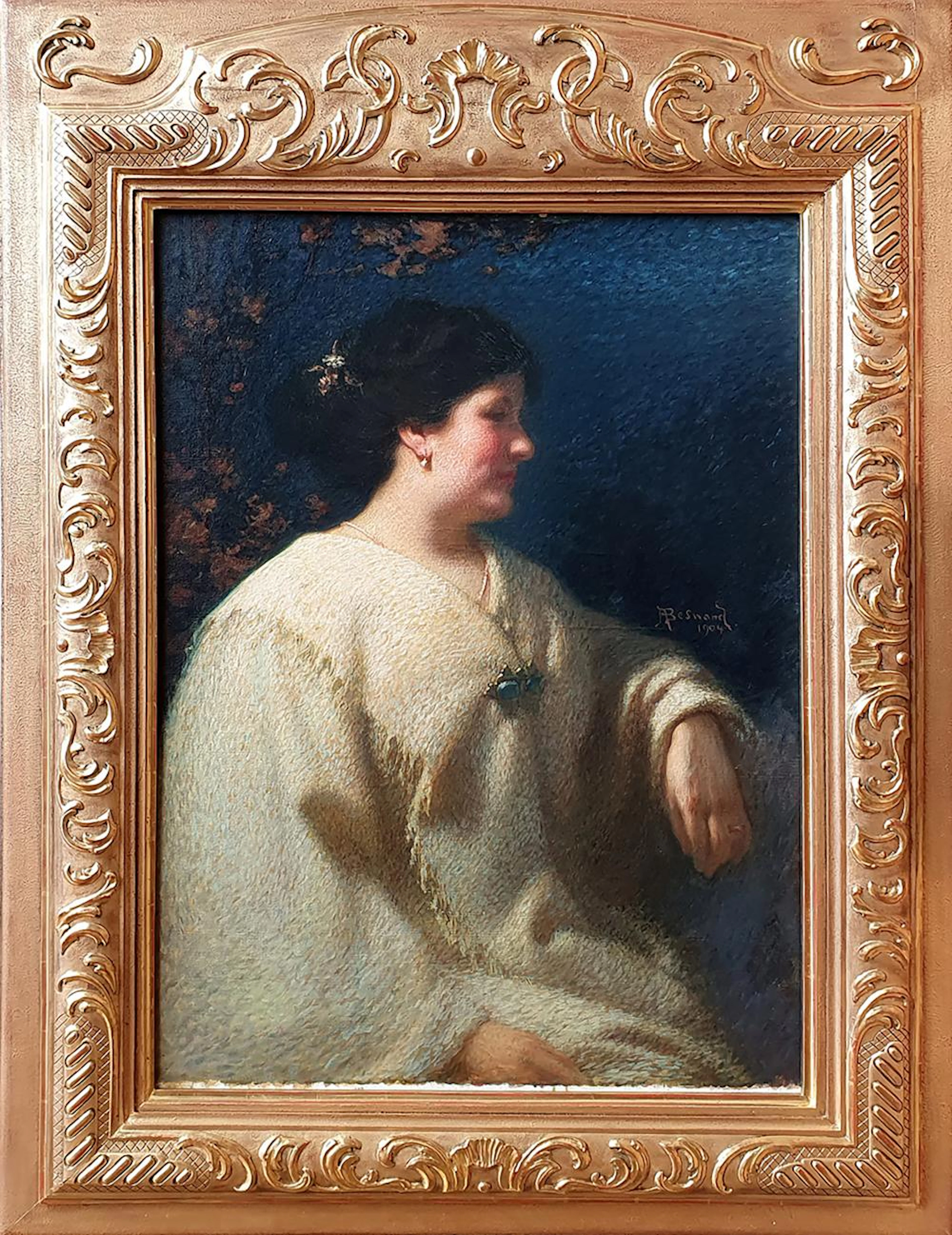 ALBERT BESNARD (1849-1934), attribué Elégante de profil, 1904