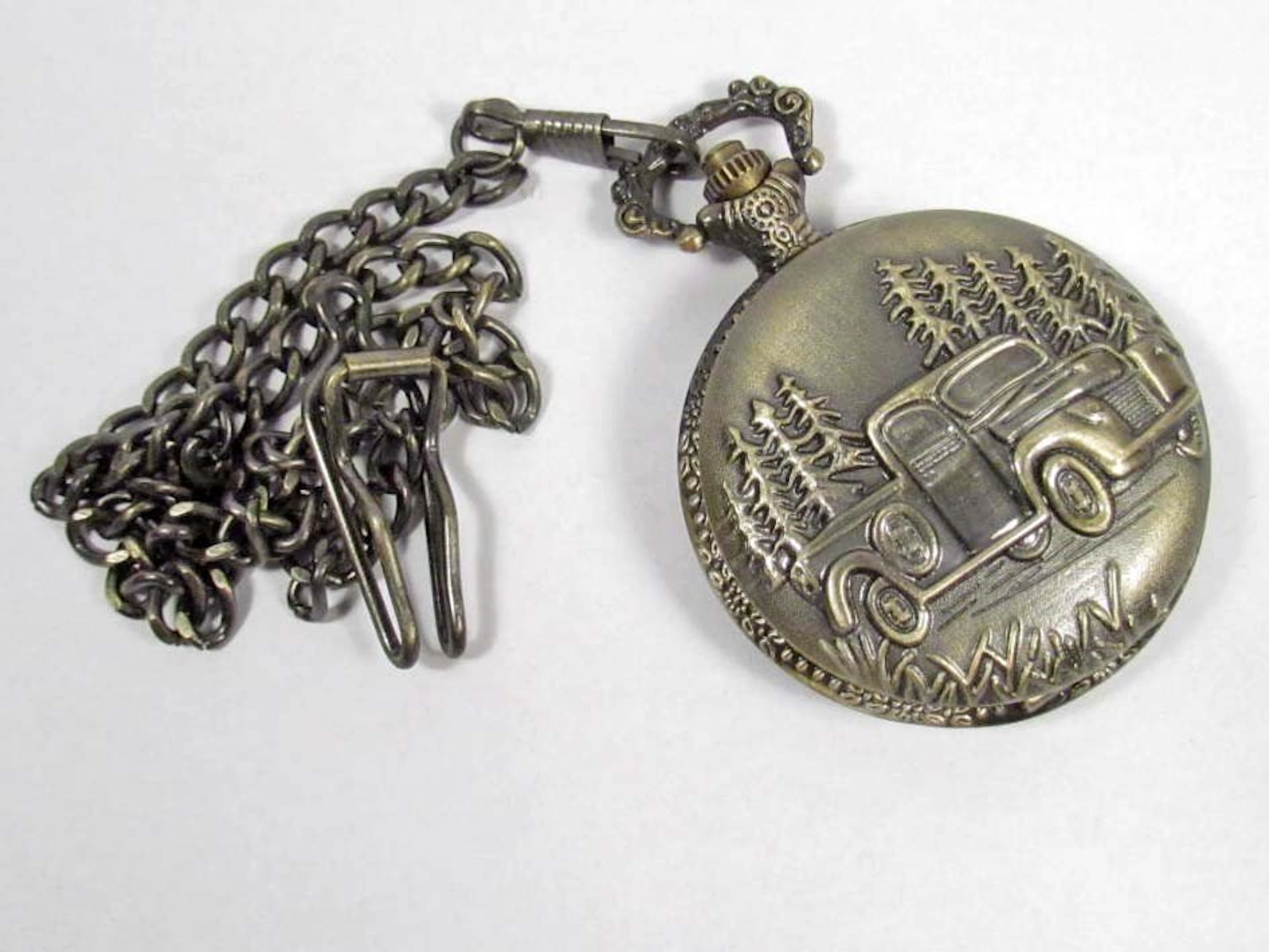 2688 - antiqued bronze classic truck pocket watch