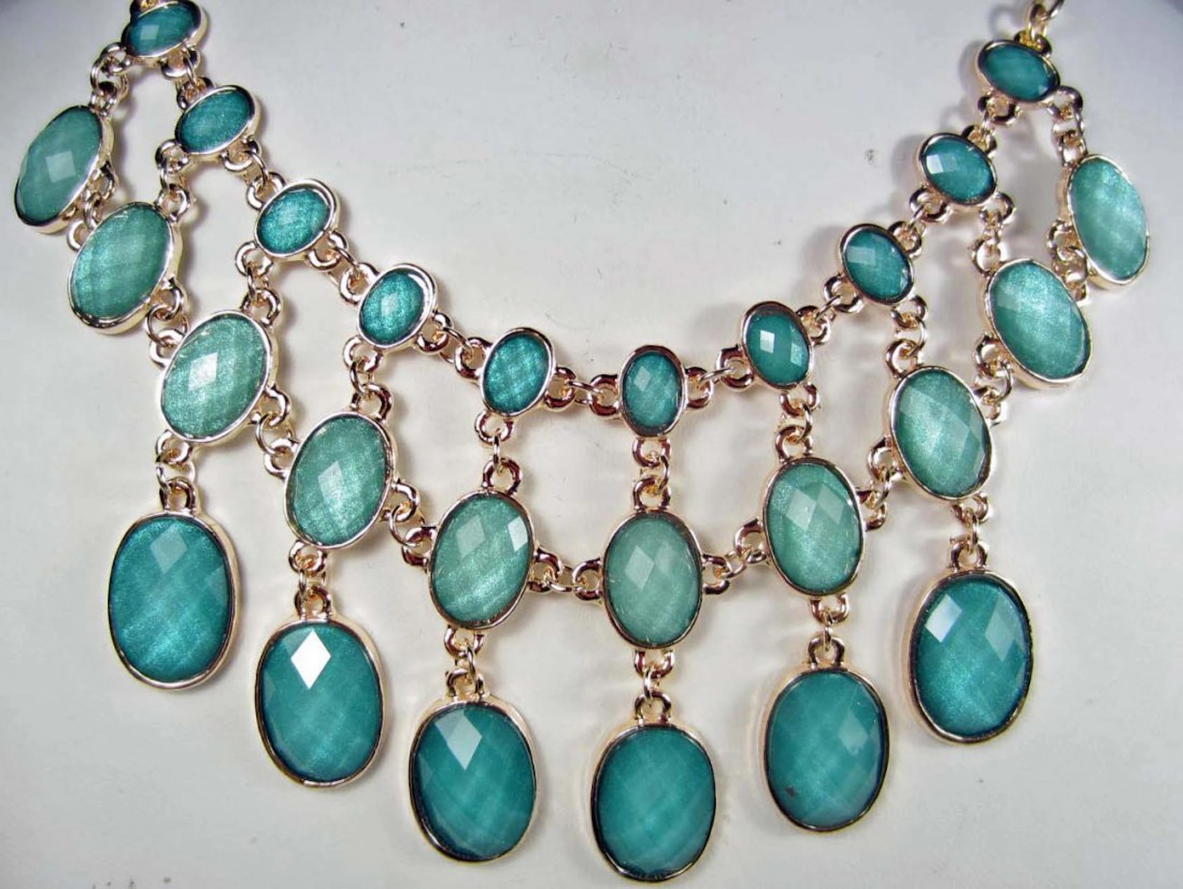 12347 - alloy turquoise bubble choker necklace