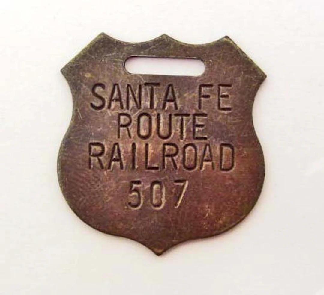 Santa fe route railroad gun tag watch fob