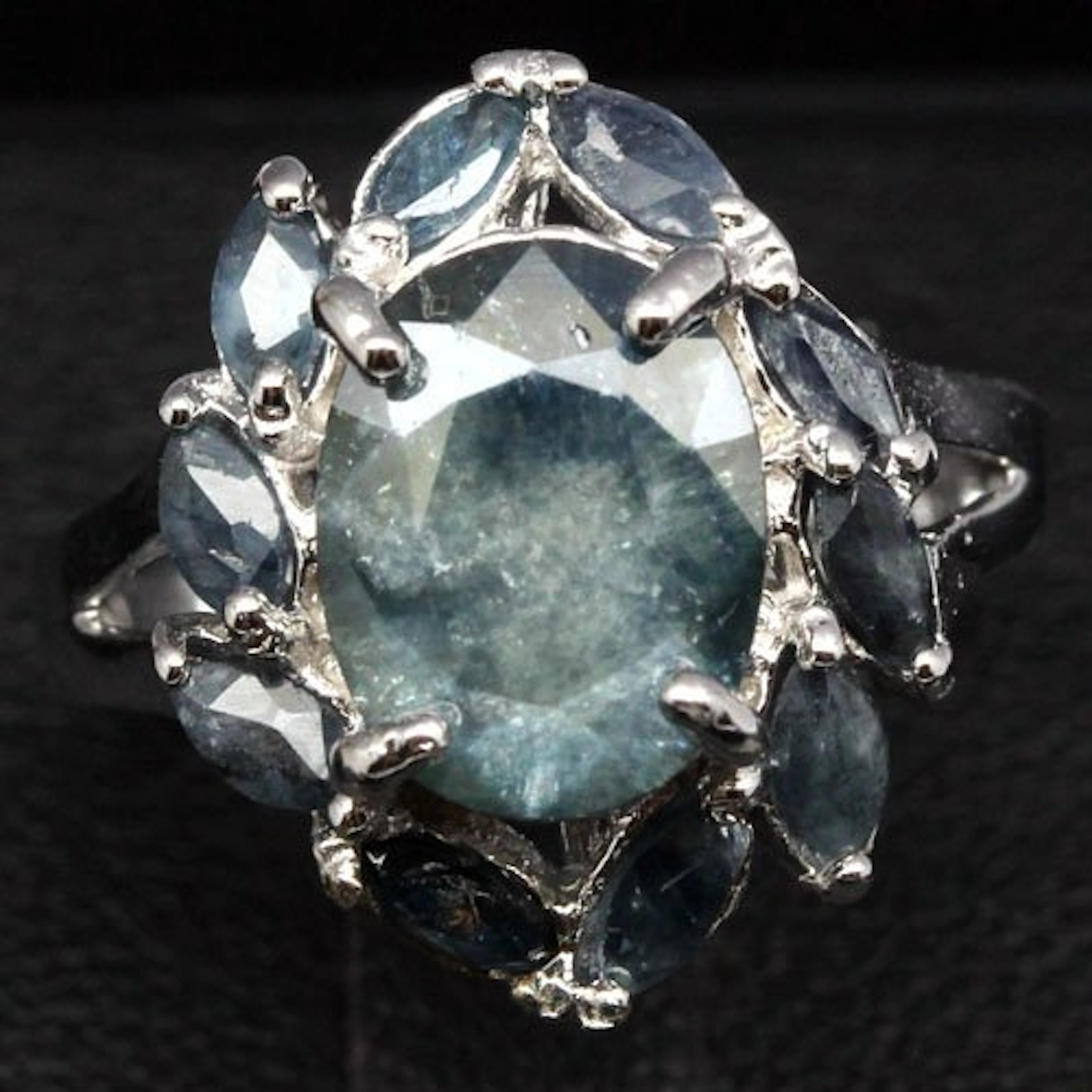 Sterling silver deep blue sapphire ring size 6.5