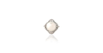 A cultured South Sea pearl and diamond ring, set with a cultured South ...