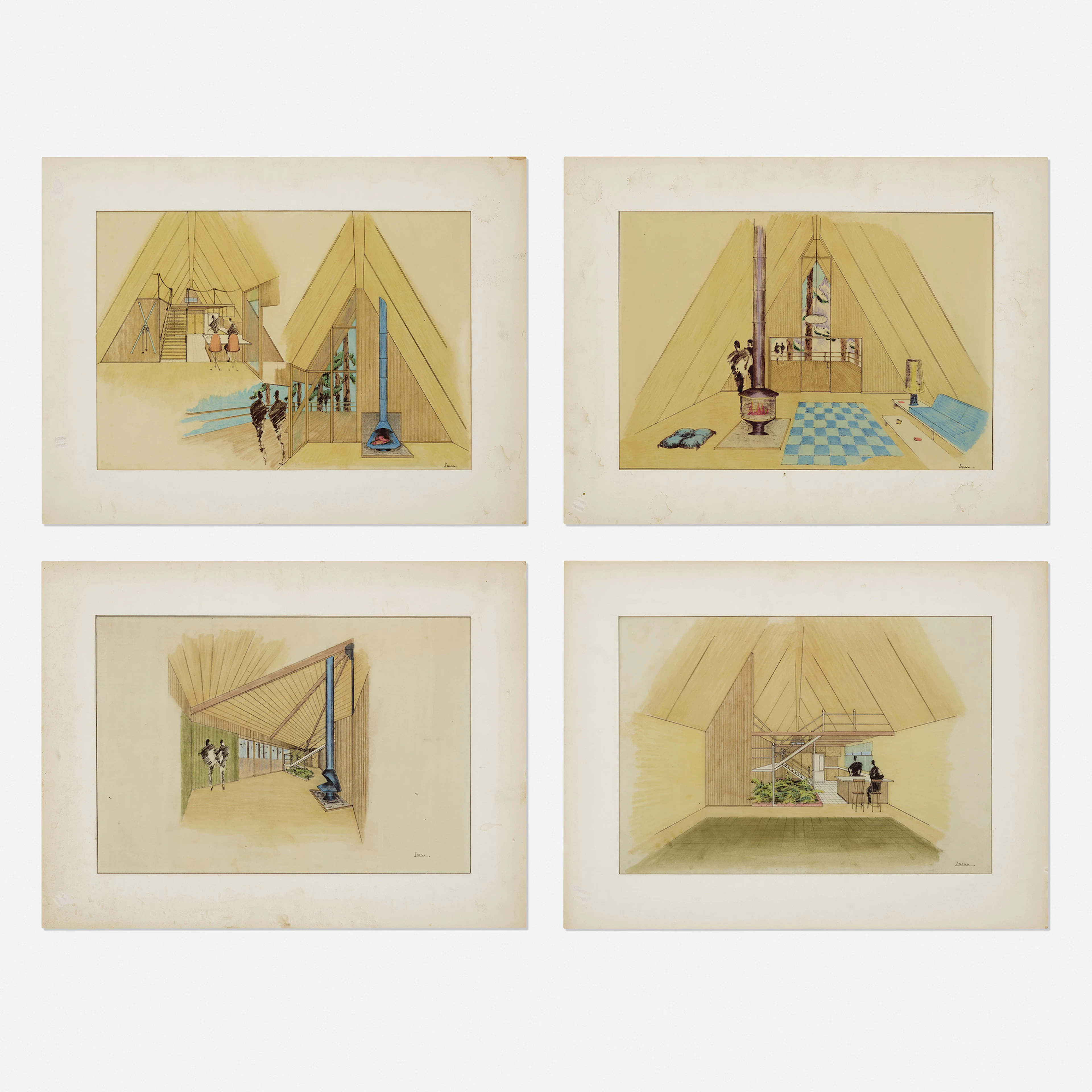 interior drawings (four works) – Florence Knoll