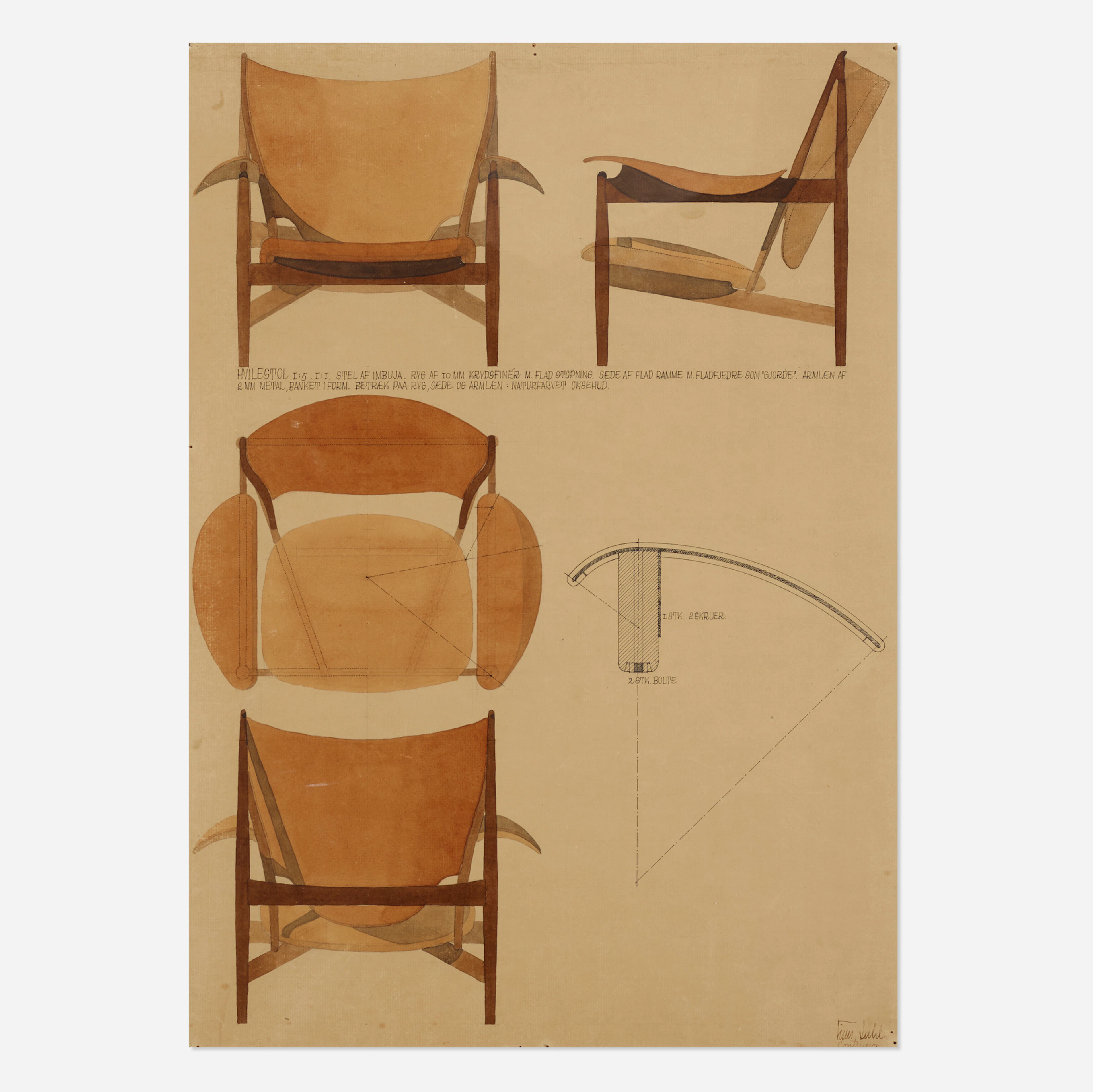 Rendering for the Baker Chieftain chair – Finn Juhl