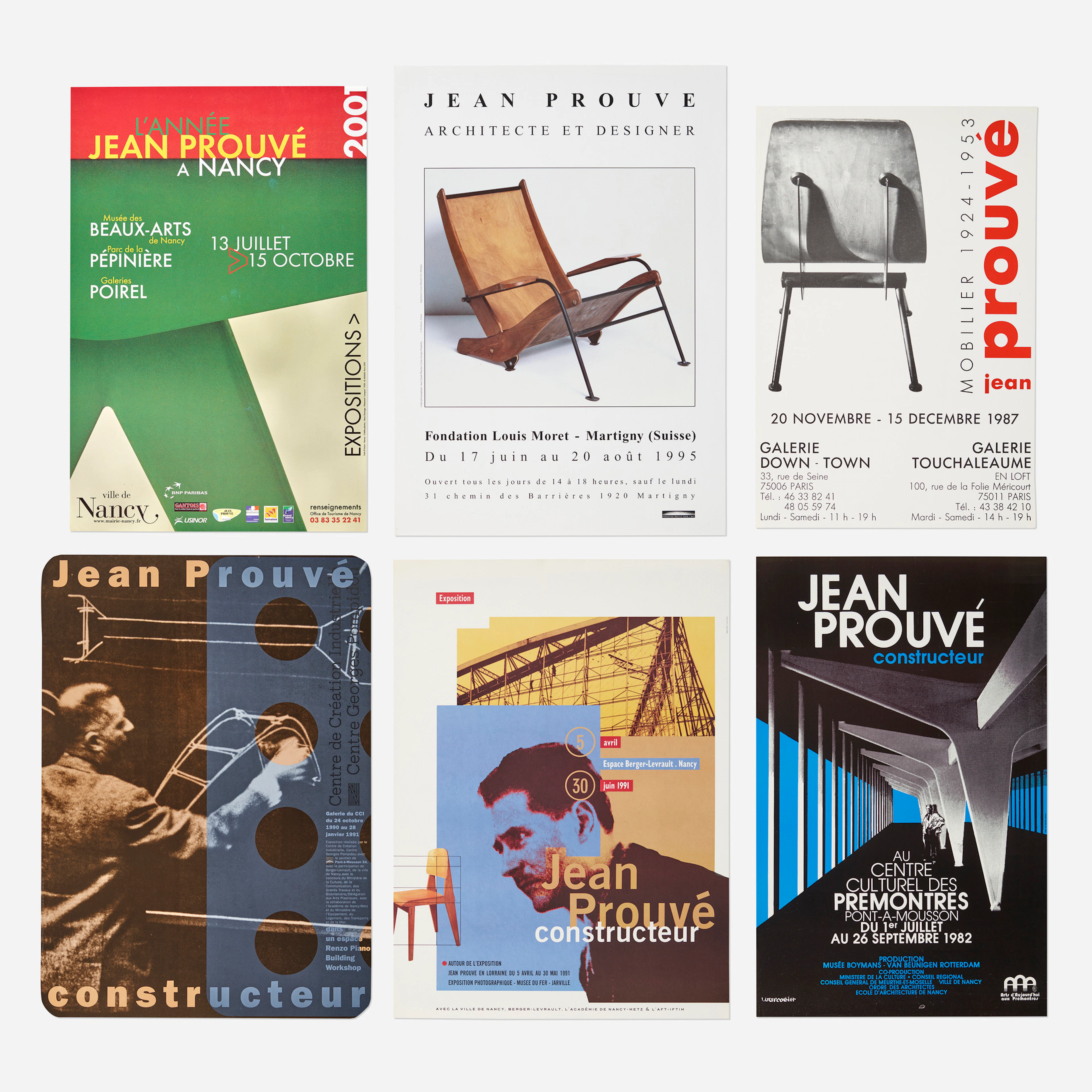 Jean Prouvé exhibition posters, collection of six