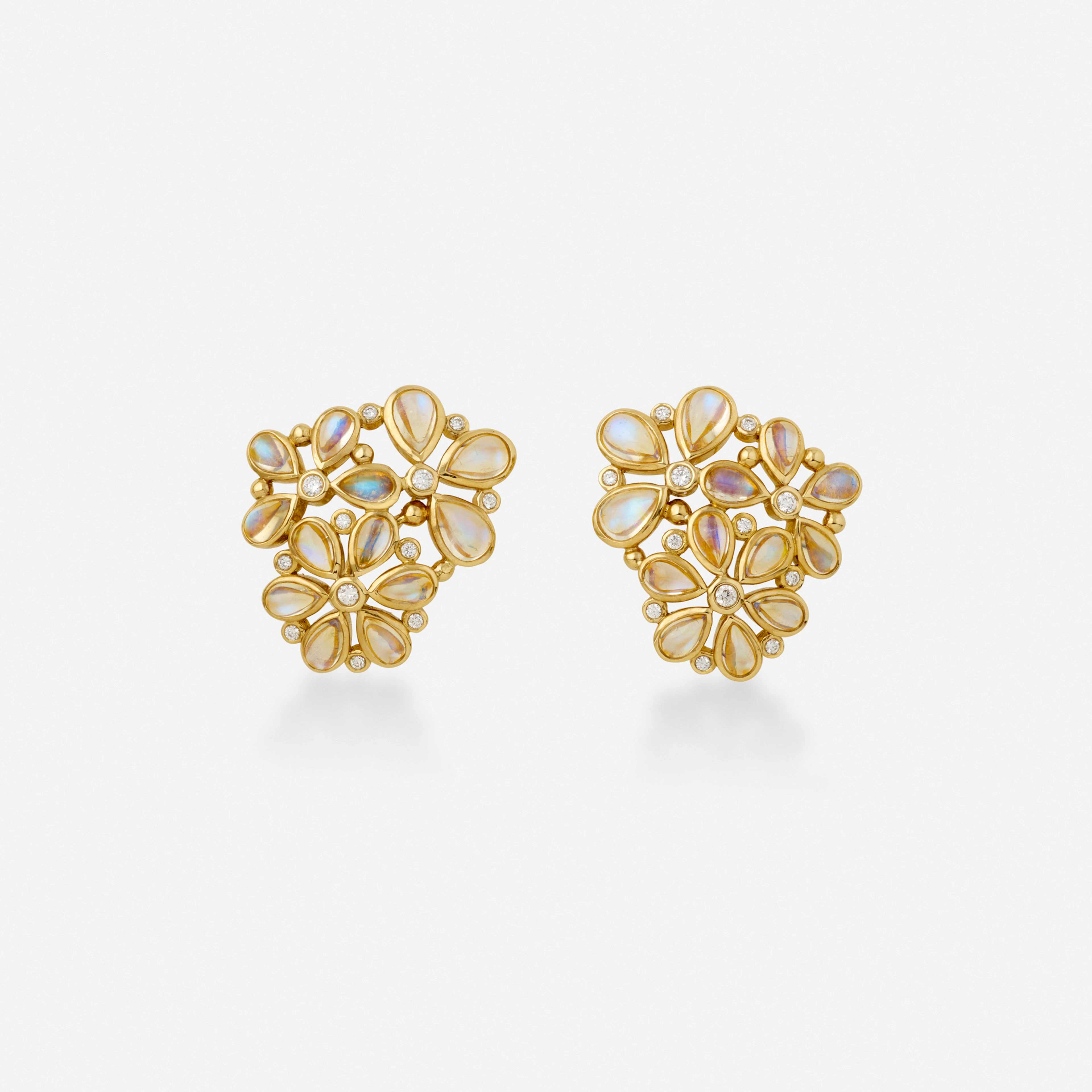 Moonstone, diamond, and gold earrings – Temple St. Clair